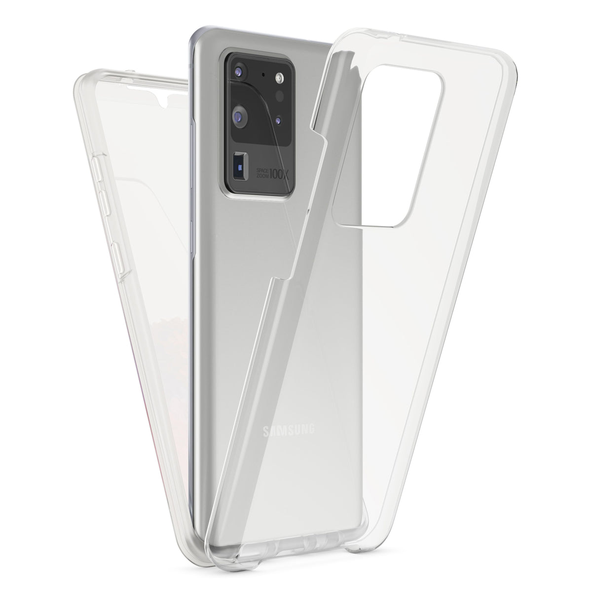 NALIA 360 Grad Handyhülle kompatibel mit Samsung Galaxy S20 Ultra Hülle, Full-Cover Silikon Bumper mit Displayschutz vorne Hardcase hinten Komplettschutz Dünn Fullbody Case Handy-Tasche - Transparent Default Title NALIA Transparente Hülle