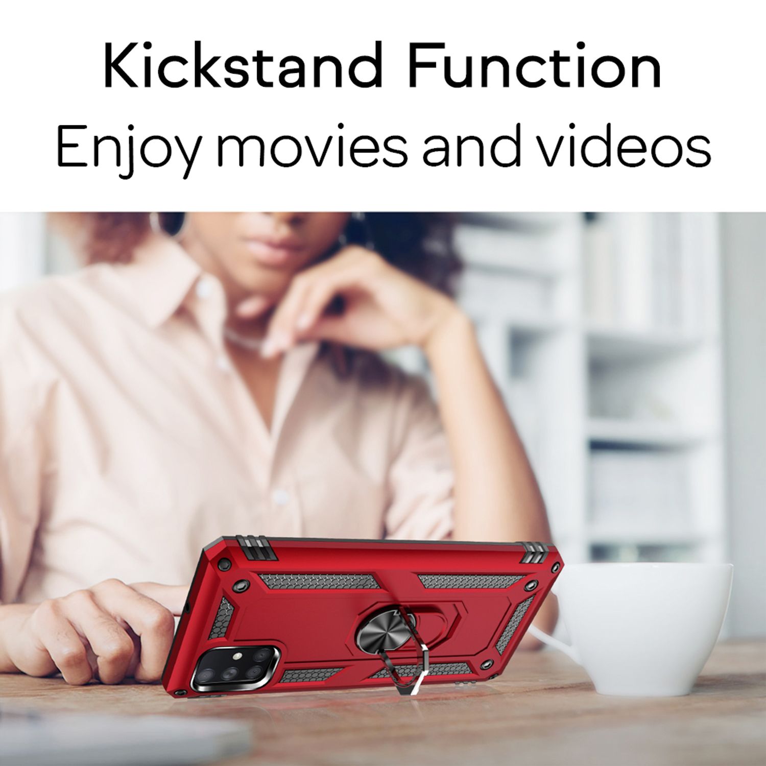 NALIA Ring Hülle für Samsung Galaxy A51, Handy Schutz Tasche Cover Case Bumper Silber NALIA Outdoor Hülle