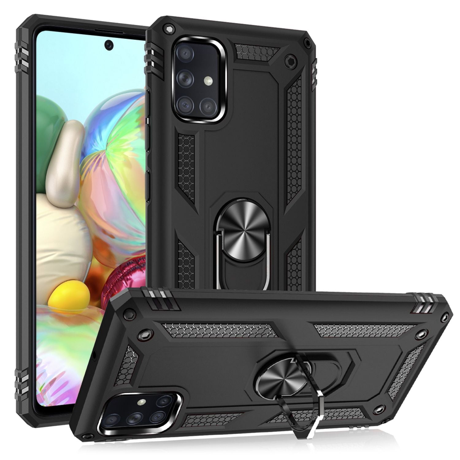 NALIA Ring Hülle für Samsung Galaxy A71, Handy Schutz Tasche Cover Case Bumper Schwarz NALIA Protective Hülle