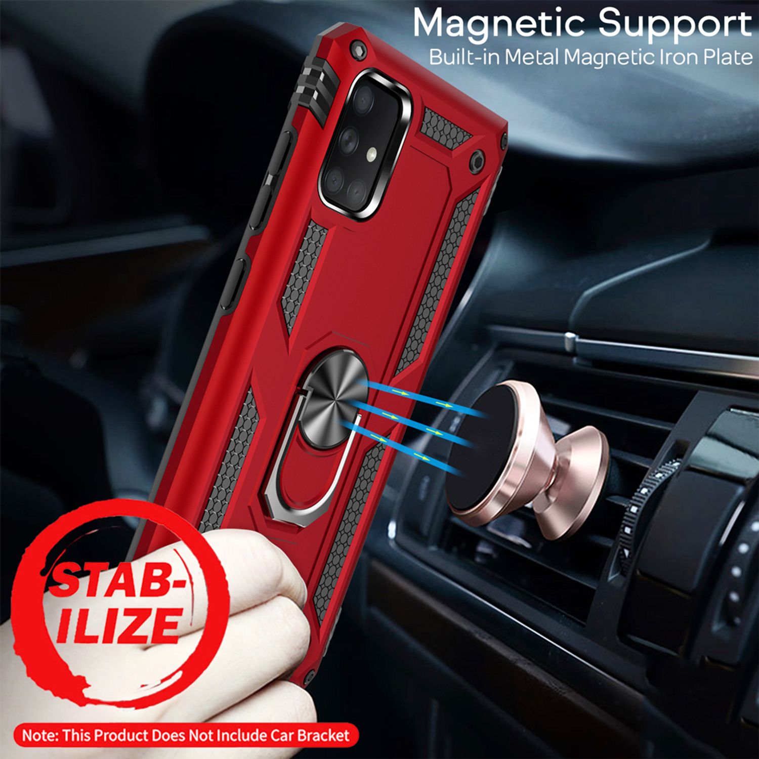 NALIA Ring Hülle für Samsung Galaxy A71, Handy Schutz Tasche Cover Case Bumper Silber NALIA Protective Hülle