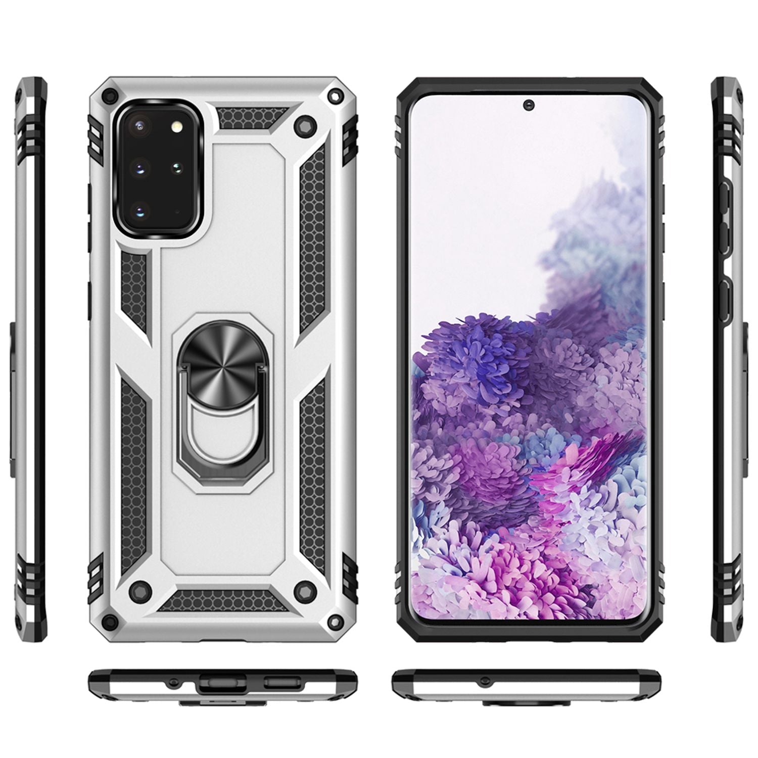 NALIA Ring Hülle für Samsung Galaxy S20 Plus, Handy Schutz Tasche Cover TPU Case Silber NALIA Protective Hülle