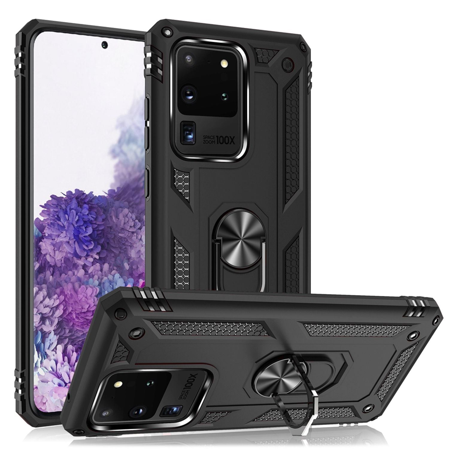 NALIA Ring Hülle für Samsung Galaxy S20 Ultra, Handy Schutz Tasche Cover Case Schwarz NALIA Protective Hülle