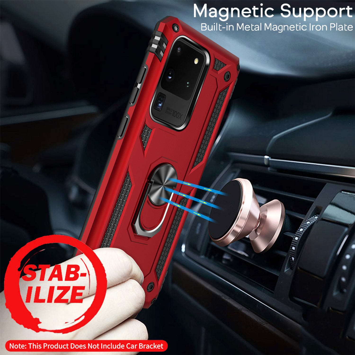 NALIA Ring Hülle für Samsung Galaxy S20 Ultra, Handy Schutz Tasche Cover Case Schwarz NALIA Protective Hülle