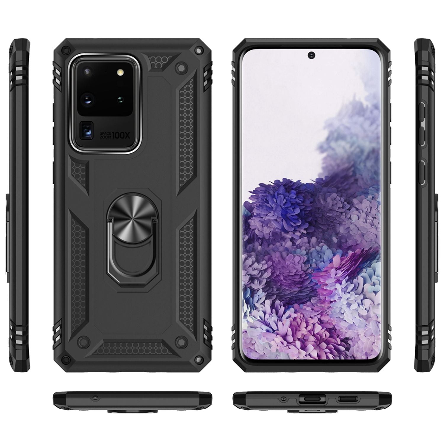 NALIA Ring Hülle für Samsung Galaxy S20 Ultra, Handy Schutz Tasche Cover Case Schwarz NALIA Protective Hülle