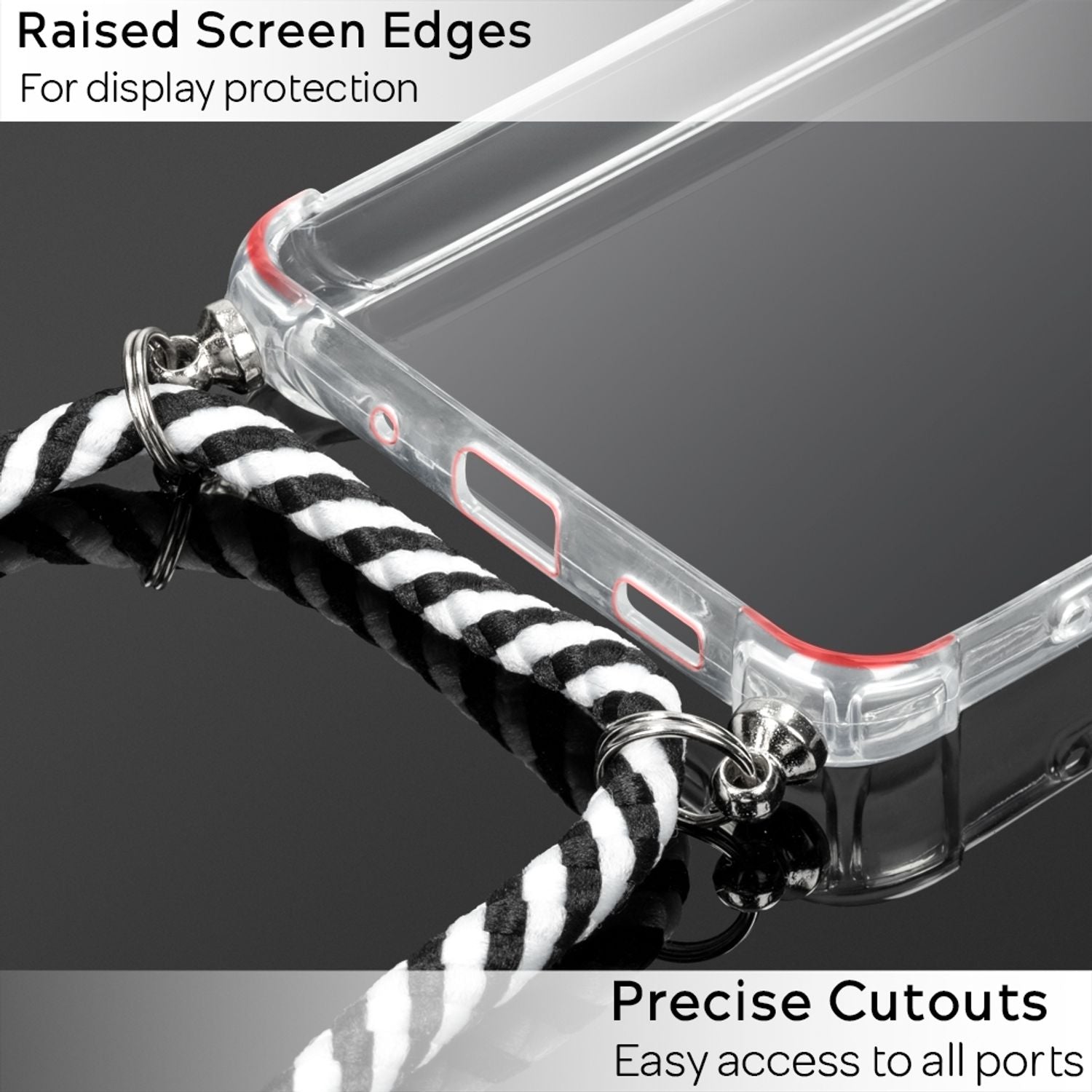 NALIA Handy Hülle mit Kette für Samsung Galaxy S20 Ultra, Soft Kordel Cover Etui Schwarz NALIA Transparente Hülle