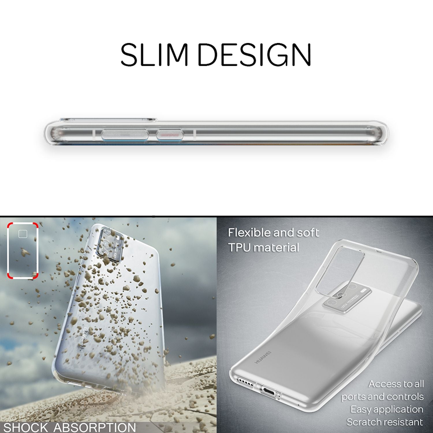 NALIA Handyhülle für Huawei P40 Hülle, Dünne Silikon Schutzhülle Phone Case Soft Default Title NALIA Transparente Hülle