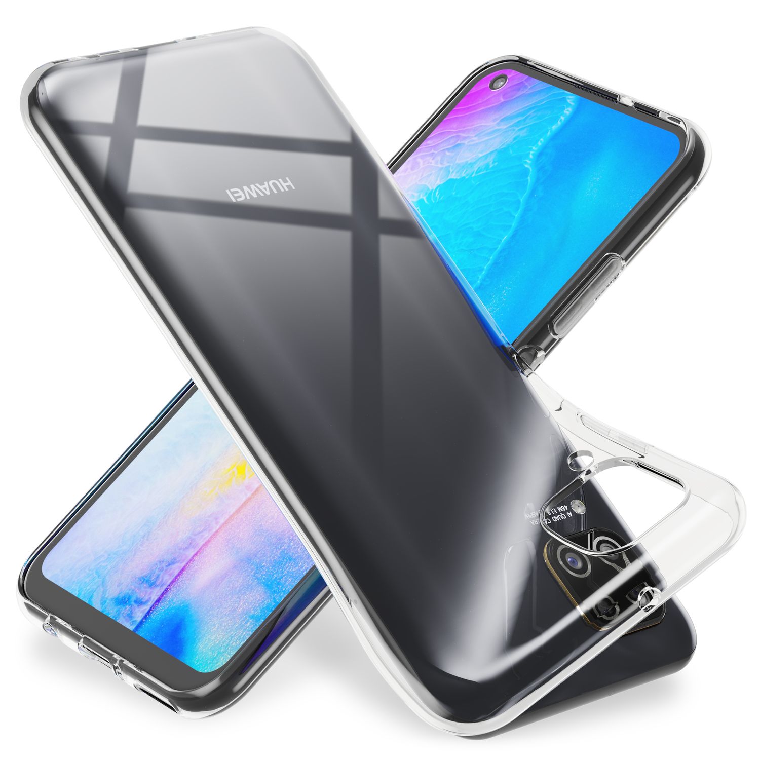 NALIA Handy Hülle für Huawei P40 Lite, Slim Case Schutz Cover Tasche Bumper Etui Default Title NALIA Transparente Hülle
