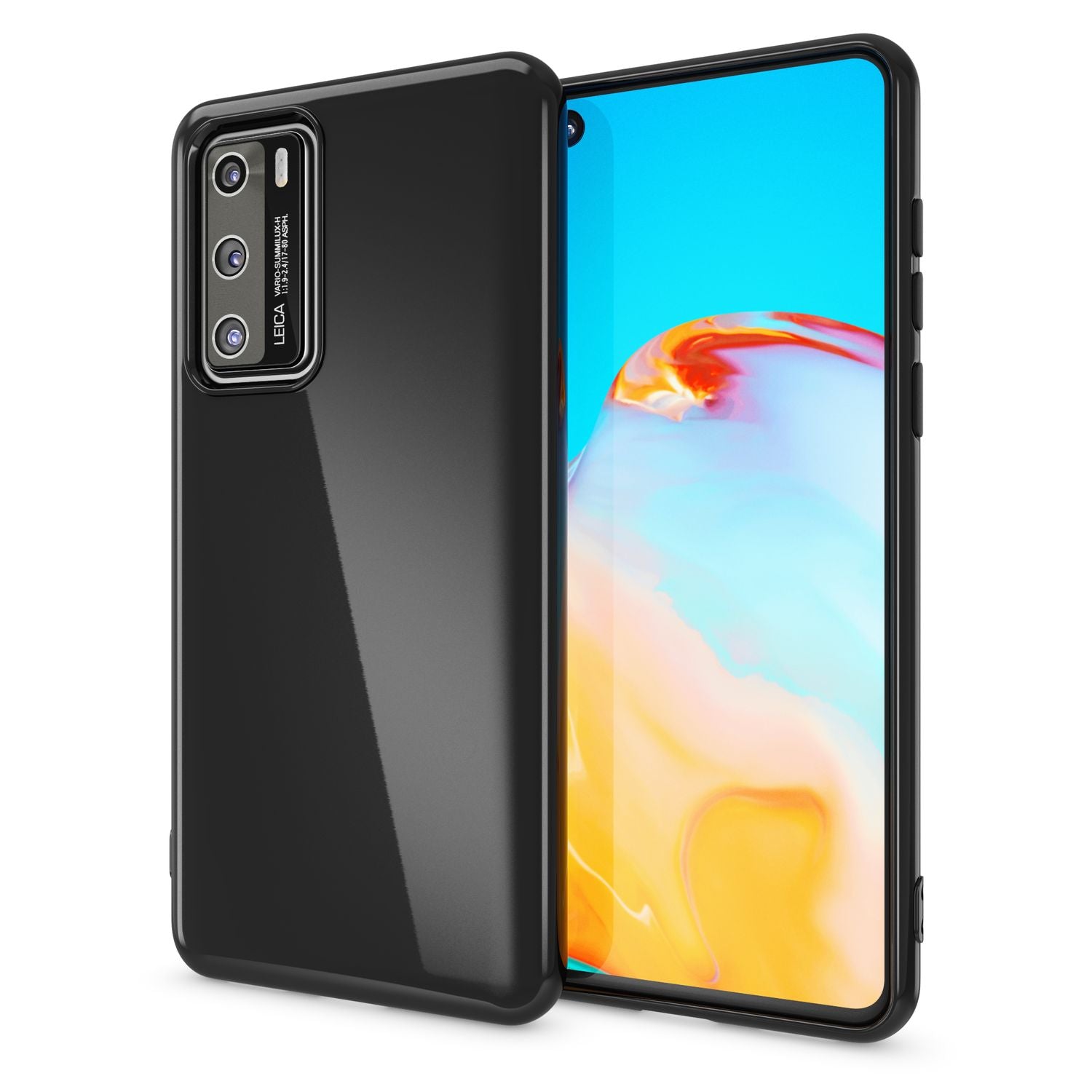 NALIA Handy Hülle für Huawei P40, Slim Case Silikon Schutzhülle Cover TPU Bumper Schwarz NALIA