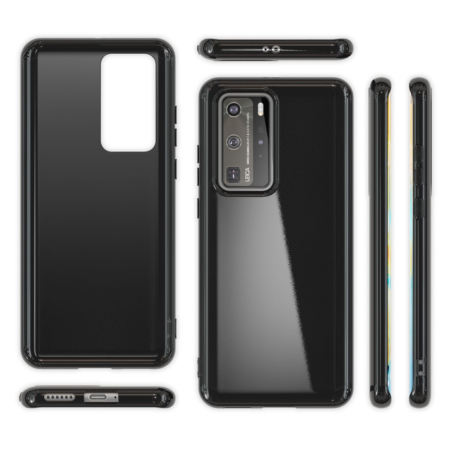 NALIA Handy Hülle für Huawei P40 Pro, Slim Case Silikon Schutzhülle Cover Bumper Schwarz NALIA