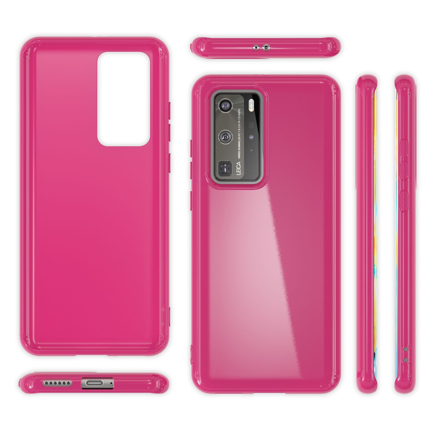 NALIA Handy Hülle für Huawei P40 Pro, Slim Case Silikon Schutzhülle Cover Bumper Schwarz NALIA