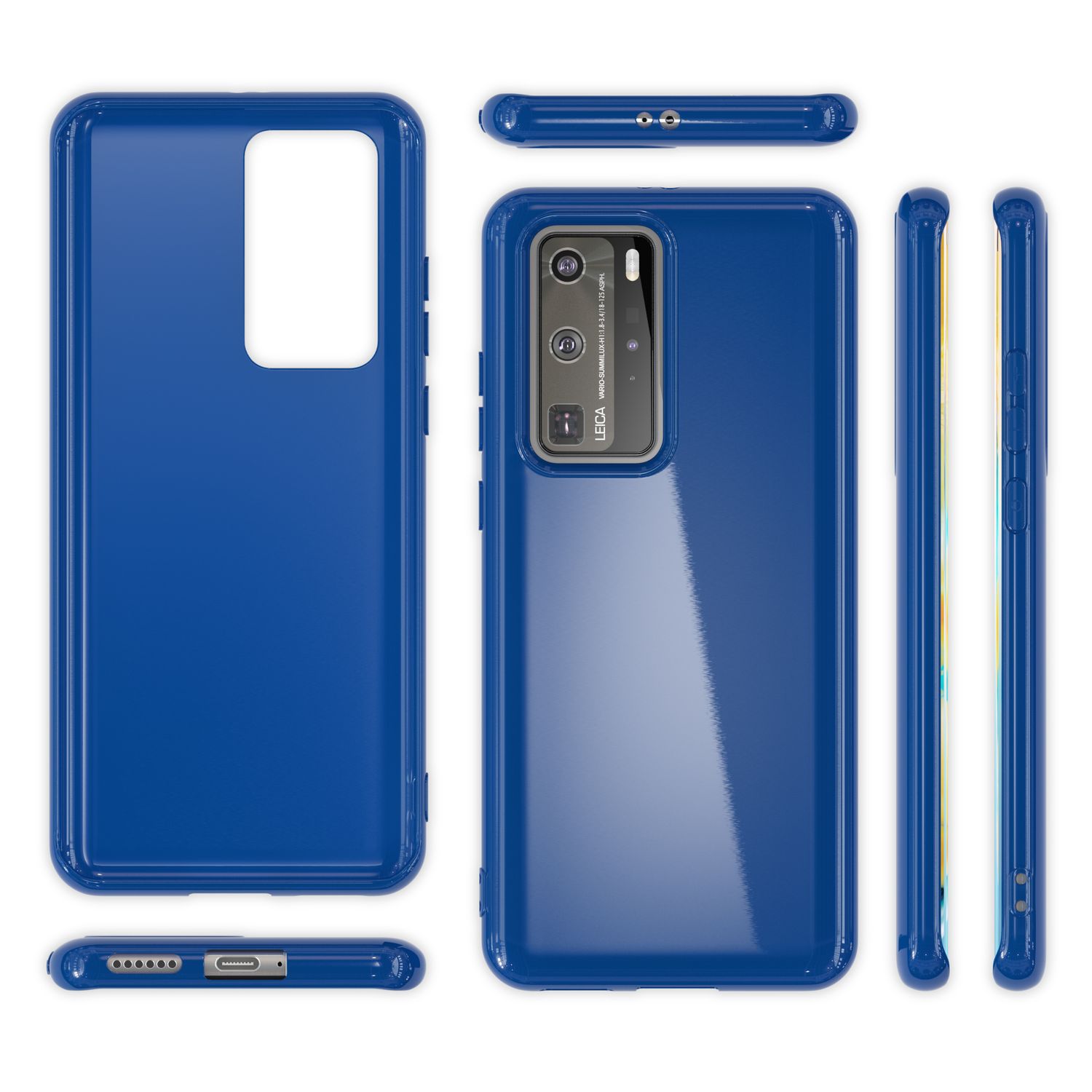 NALIA Handy Hülle für Huawei P40 Pro, Slim Case Silikon Schutzhülle Cover Bumper Blau NALIA