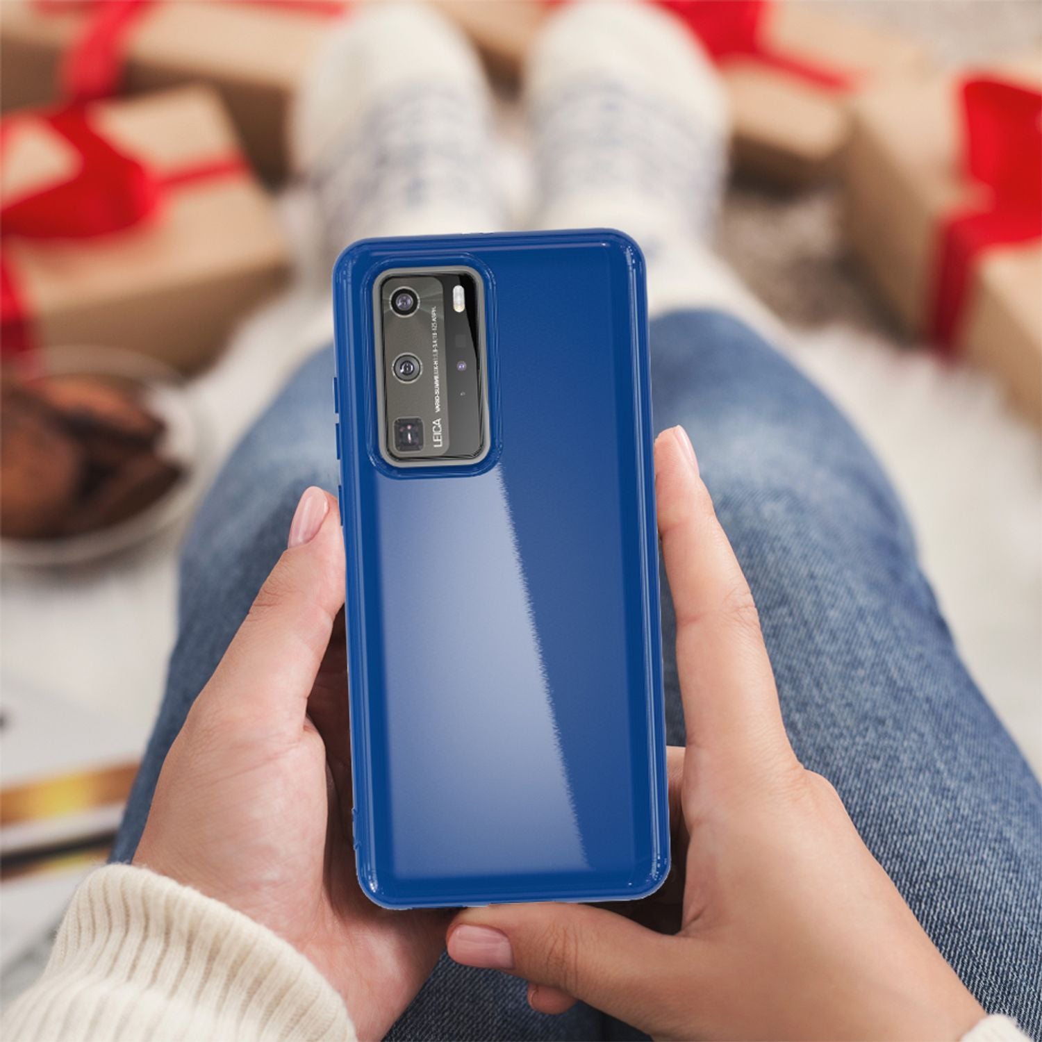NALIA Handy Hülle für Huawei P40 Pro, Slim Case Silikon Schutzhülle Cover Bumper Blau NALIA