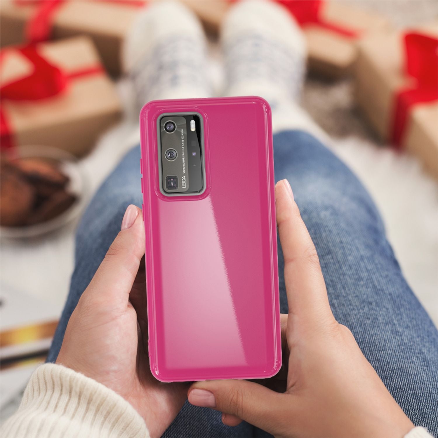 NALIA Handy Hülle für Huawei P40 Pro, Slim Case Silikon Schutzhülle Cover Bumper Schwarz NALIA