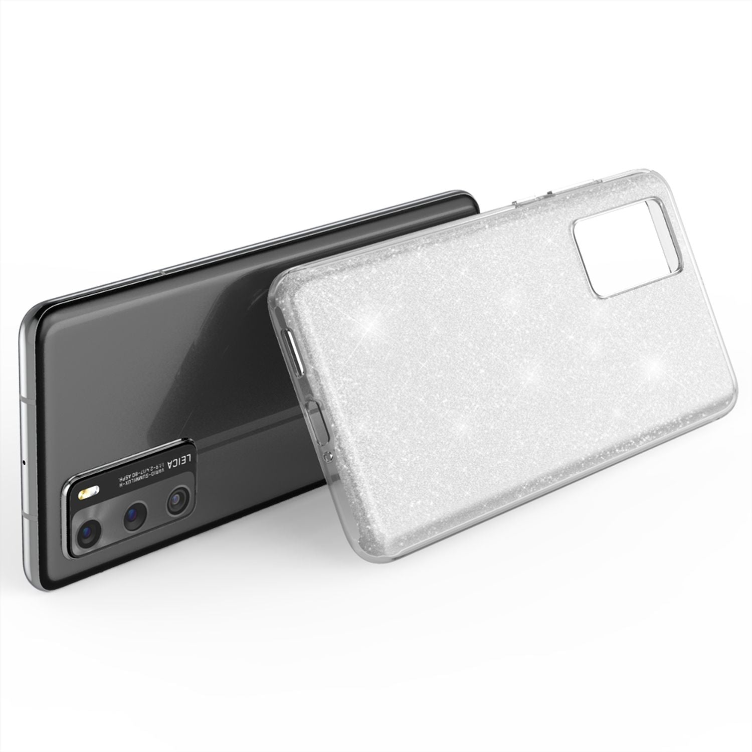 NALIA Glitzer Handyhülle für Huawei P40, Glitzer Handy Hülle Bling Cover Schutz Tasche Rosa NALIA Protective Hülle