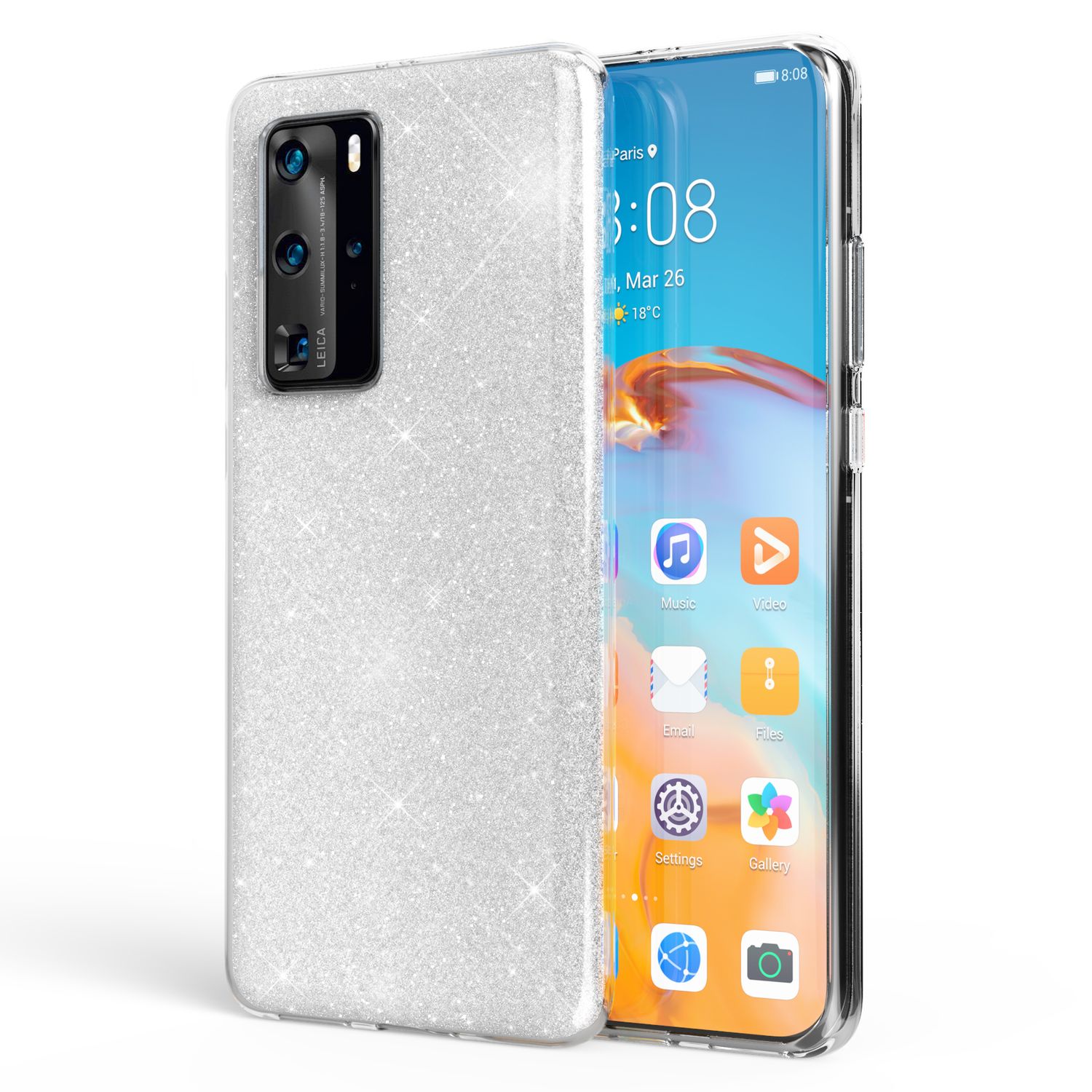 NALIA Glitzer Silikonhülle Huawei P40 Pro Case funkelnd Bling Grip stoßfest Gold NALIA Protective Hülle