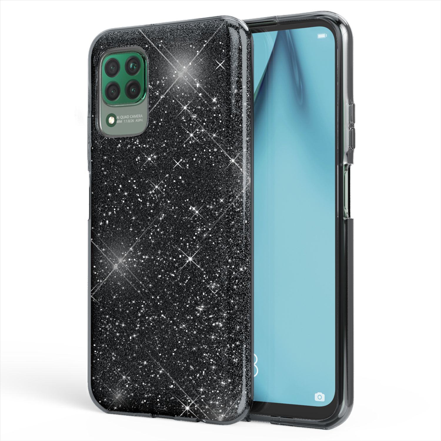 NALIA Glitzer Handyhülle für Huawei P40 Lite, Glitzer Handy Hülle Bling Schutz Cover NALIA Protective Hülle