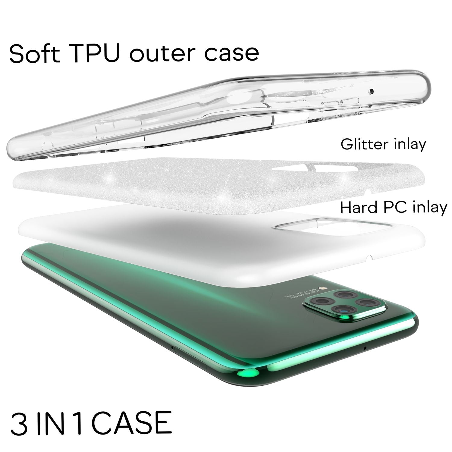 NALIA Glitzer Handyhülle für Huawei P40 Lite, Glitzer Handy Hülle Bling Schutz Cover NALIA Protective Hülle