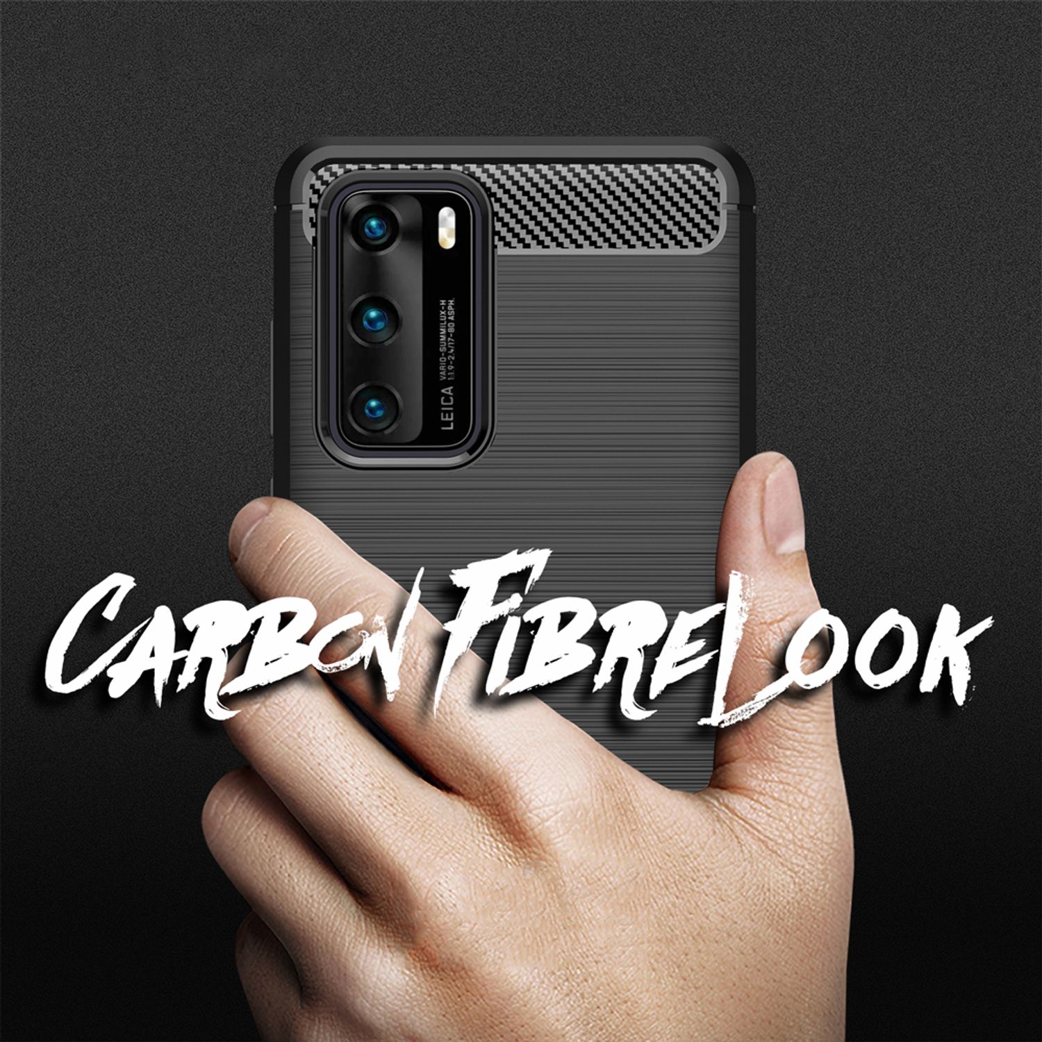 NALIA Carbon Look Case für Huawei P40, Handy Hülle Schutz Tasche Cover Bumper Default Title NALIA Protective Hülle