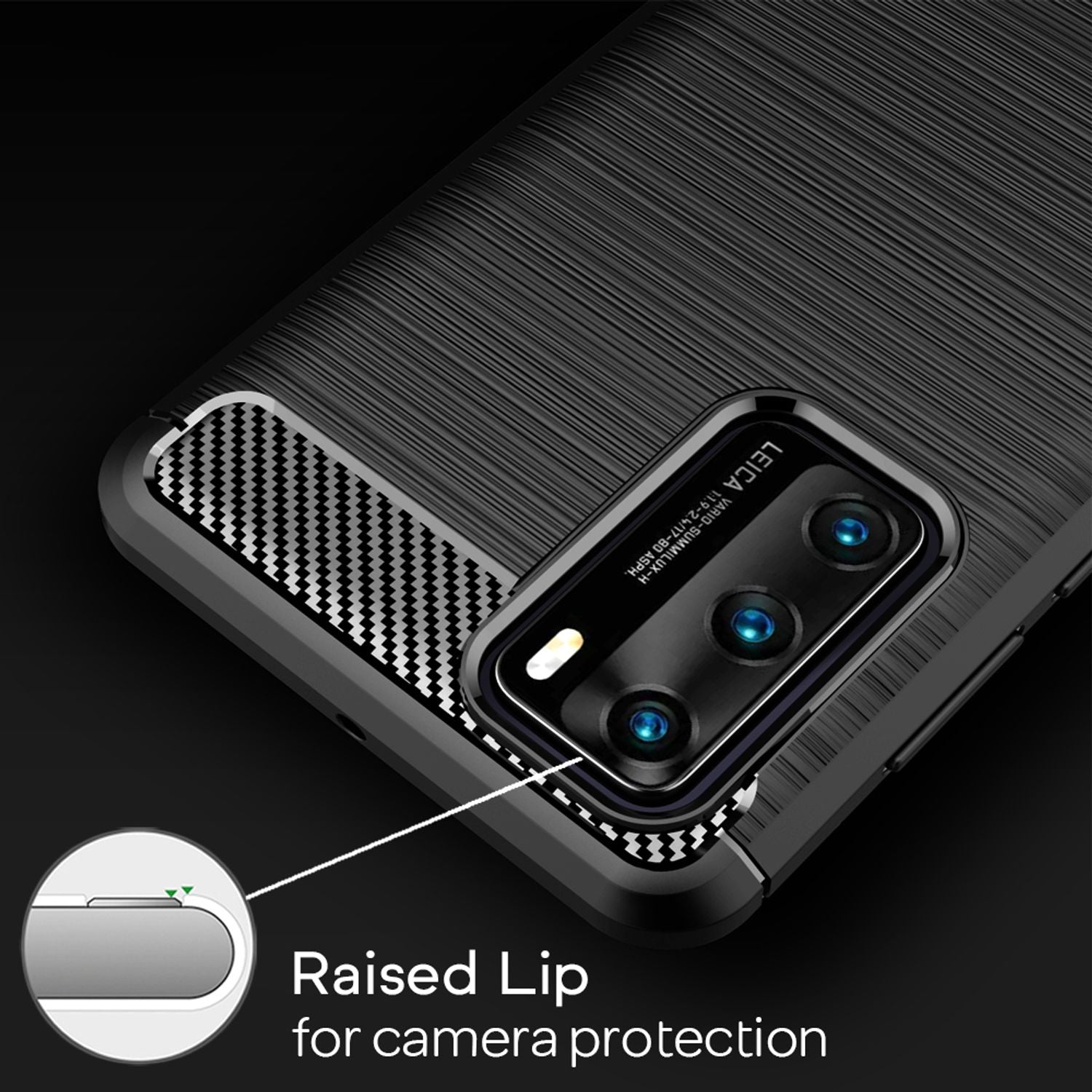 NALIA Carbon Look Case für Huawei P40, Handy Hülle Schutz Tasche Cover Bumper Default Title NALIA Protective Hülle