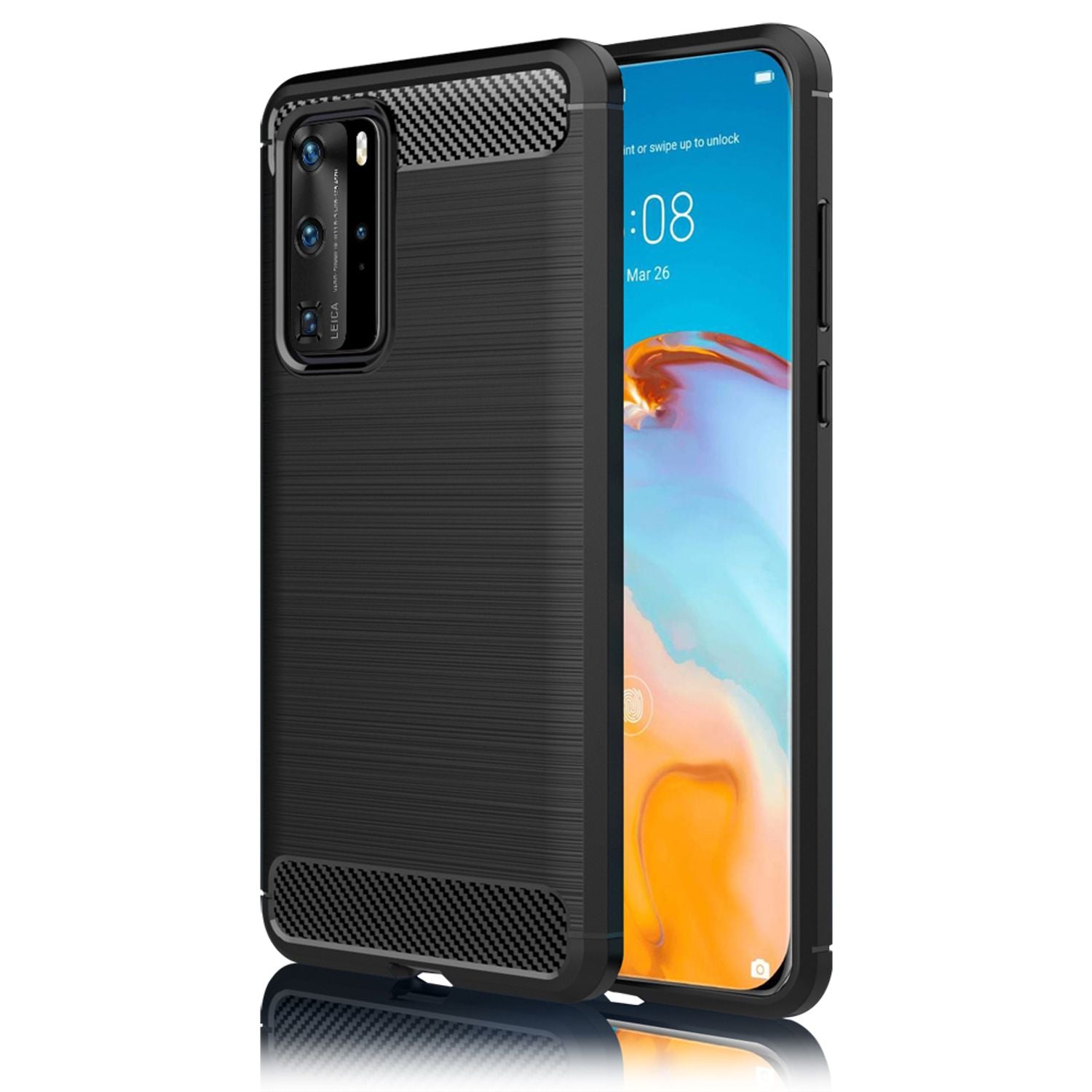 NALIA Carbon Look Case für Huawei P40 Pro, Handy Hülle Schutz Tasche TPU Cover Default Title NALIA Protective Hülle