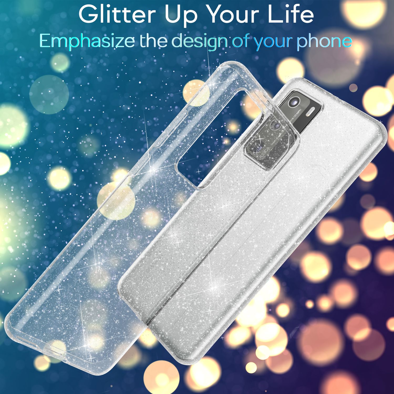 NALIA Glitzer Handyhülle für Huawei P40 Pro Hülle, Bling Silikon Handyhülle Cover Transparent NALIA Transparente Hülle