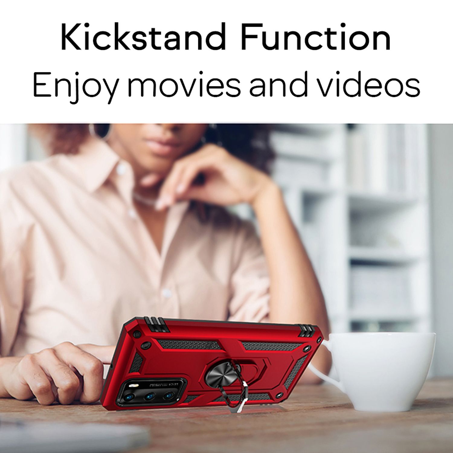 NALIA Ring Hülle für Huawei P40, Handy Schutz Tasche Slim Cover Case Bumper Etui Silber NALIA Protective Hülle