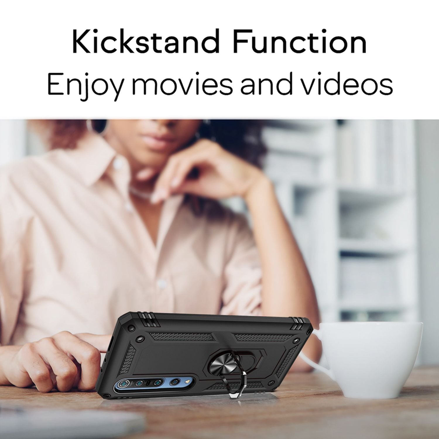 NALIA 360° Ring Handyhülle für Xiaomi Mi 10 / Mi 10 Pro, Handy Case Schutz Cover Etui Schwarz NALIA Protective Hülle