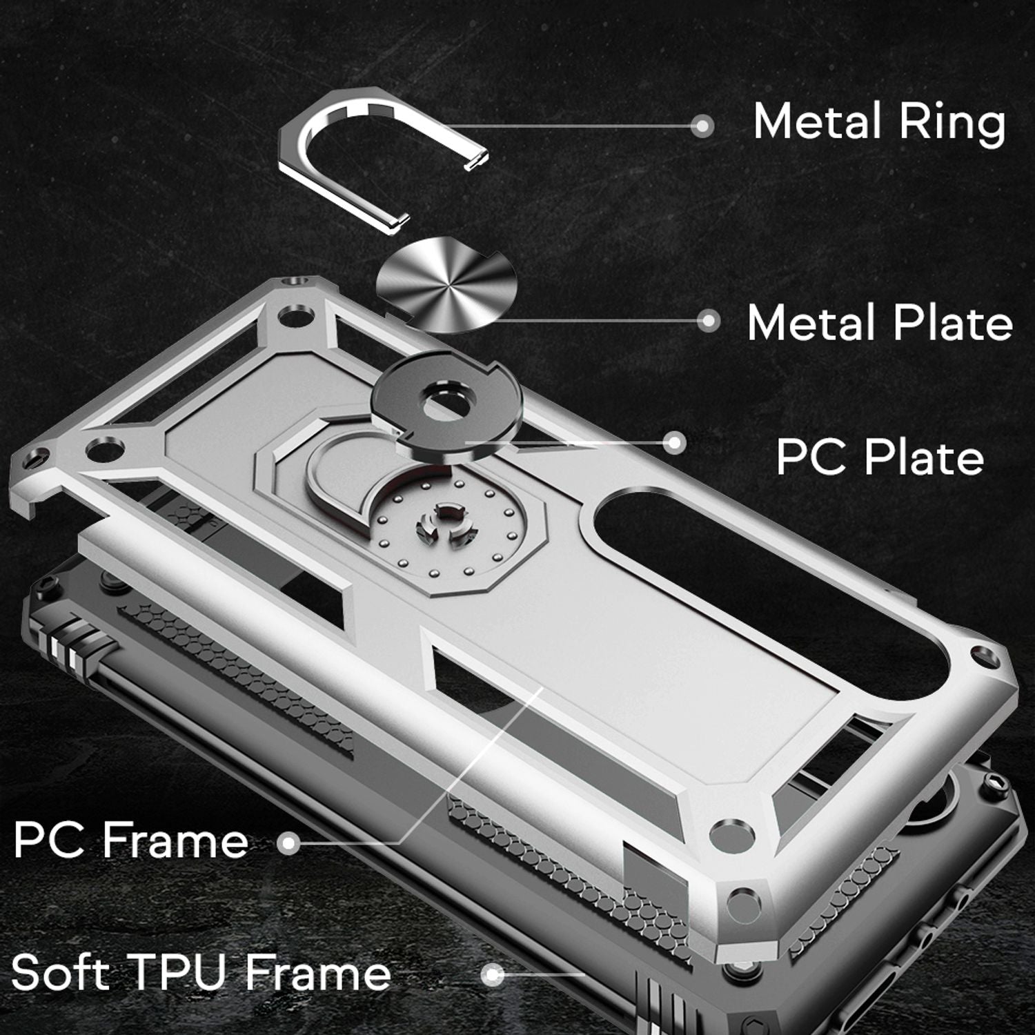 NALIA 360° Ring Handyhülle für Xiaomi Mi 10 / Mi 10 Pro, Handy Case Schutz Cover Etui Schwarz NALIA Protective Hülle