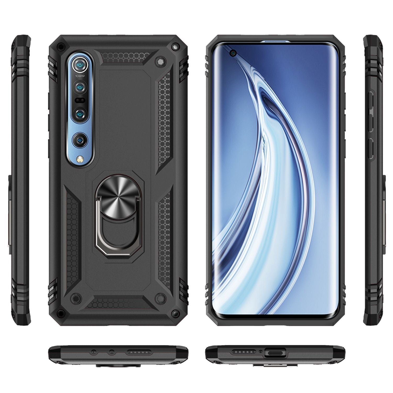NALIA 360° Ring Handyhülle für Xiaomi Mi 10 / Mi 10 Pro, Handy Case Schutz Cover Etui Schwarz NALIA Protective Hülle