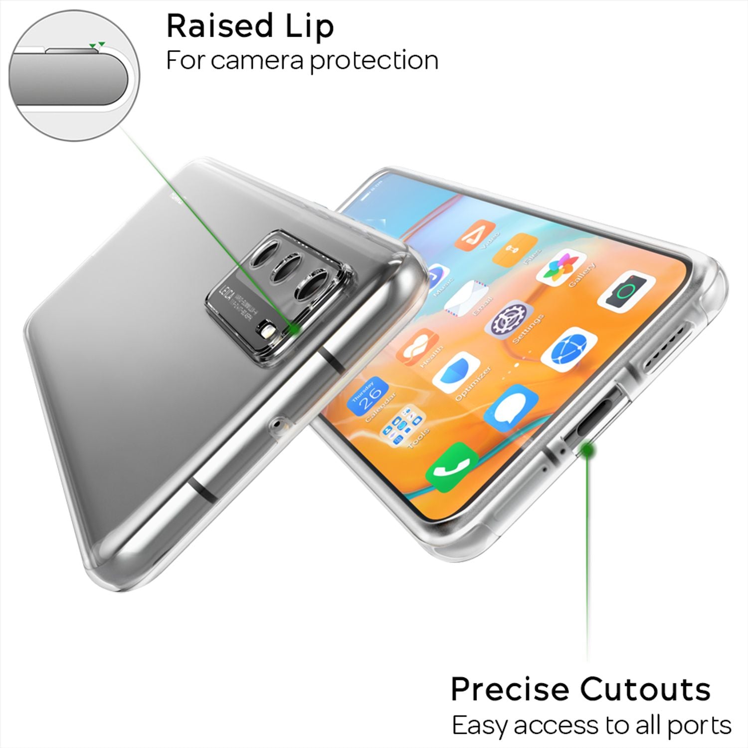 NALIA 360° Handy Hülle für Huawei P40, Full Cover Case Schutz Tasche Etui Bumper Default Title NALIA Transparente Hülle