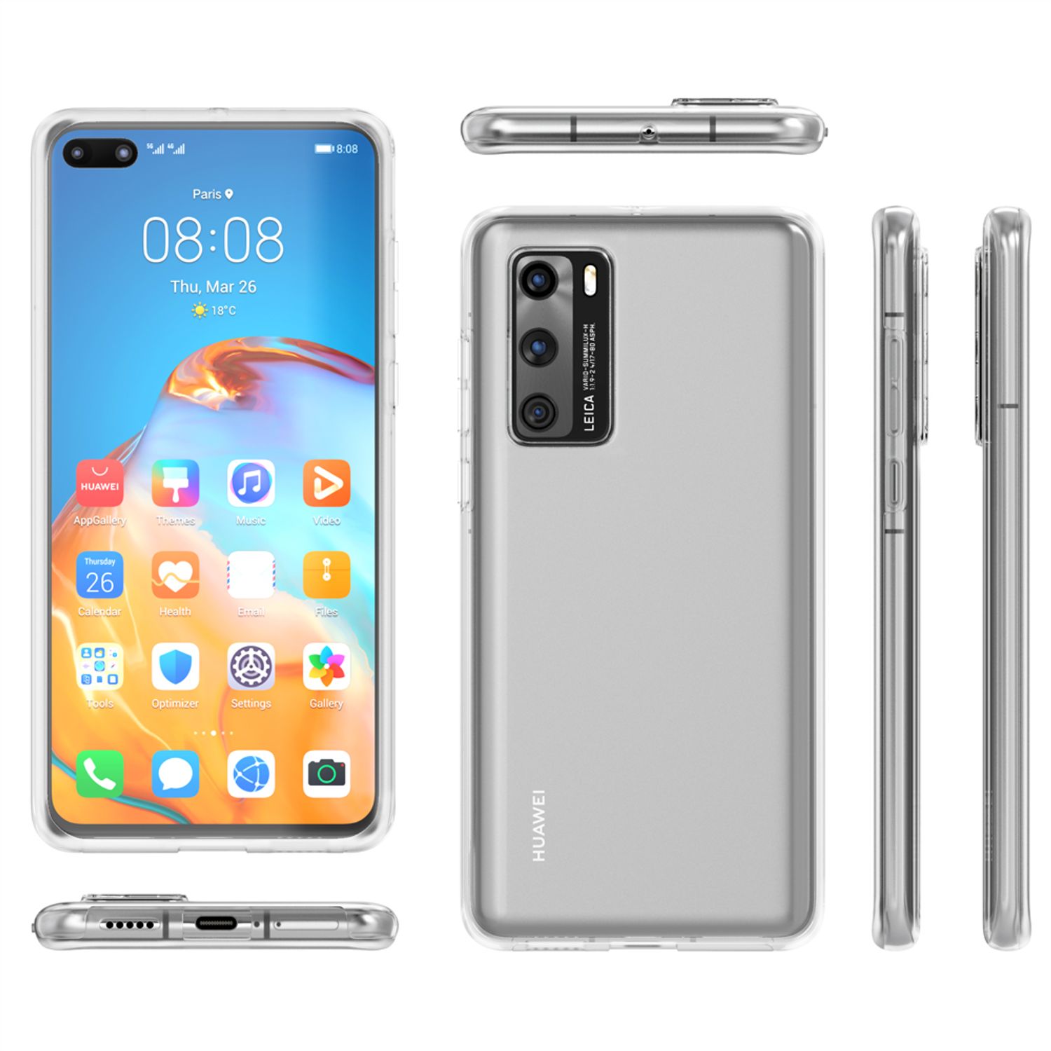 NALIA 360° Handy Hülle für Huawei P40, Full Cover Case Schutz Tasche Etui Bumper Default Title NALIA Transparente Hülle