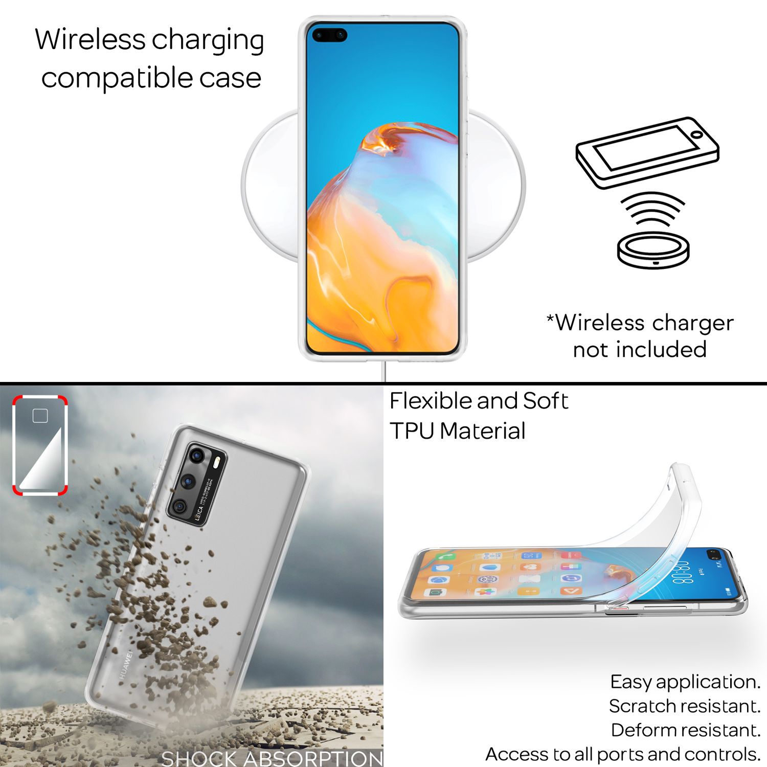 NALIA 360° Handy Hülle für Huawei P40, Full Cover Case Schutz Tasche Etui Bumper Default Title NALIA Transparente Hülle