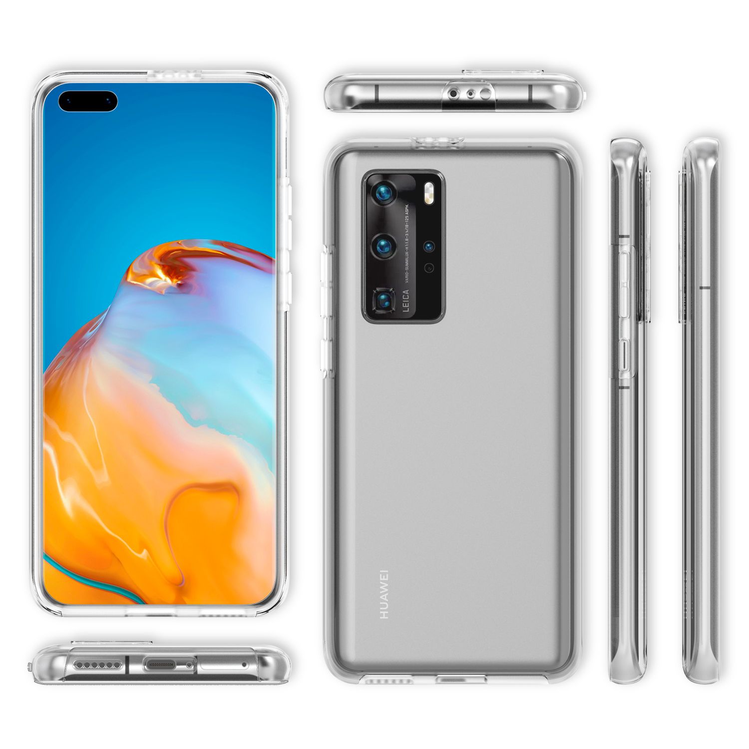 NALIA 360° Handy Hülle für Huawei P40 Pro, Full Cover Case Schutz Tasche Bumper Default Title NALIA Transparente Hülle