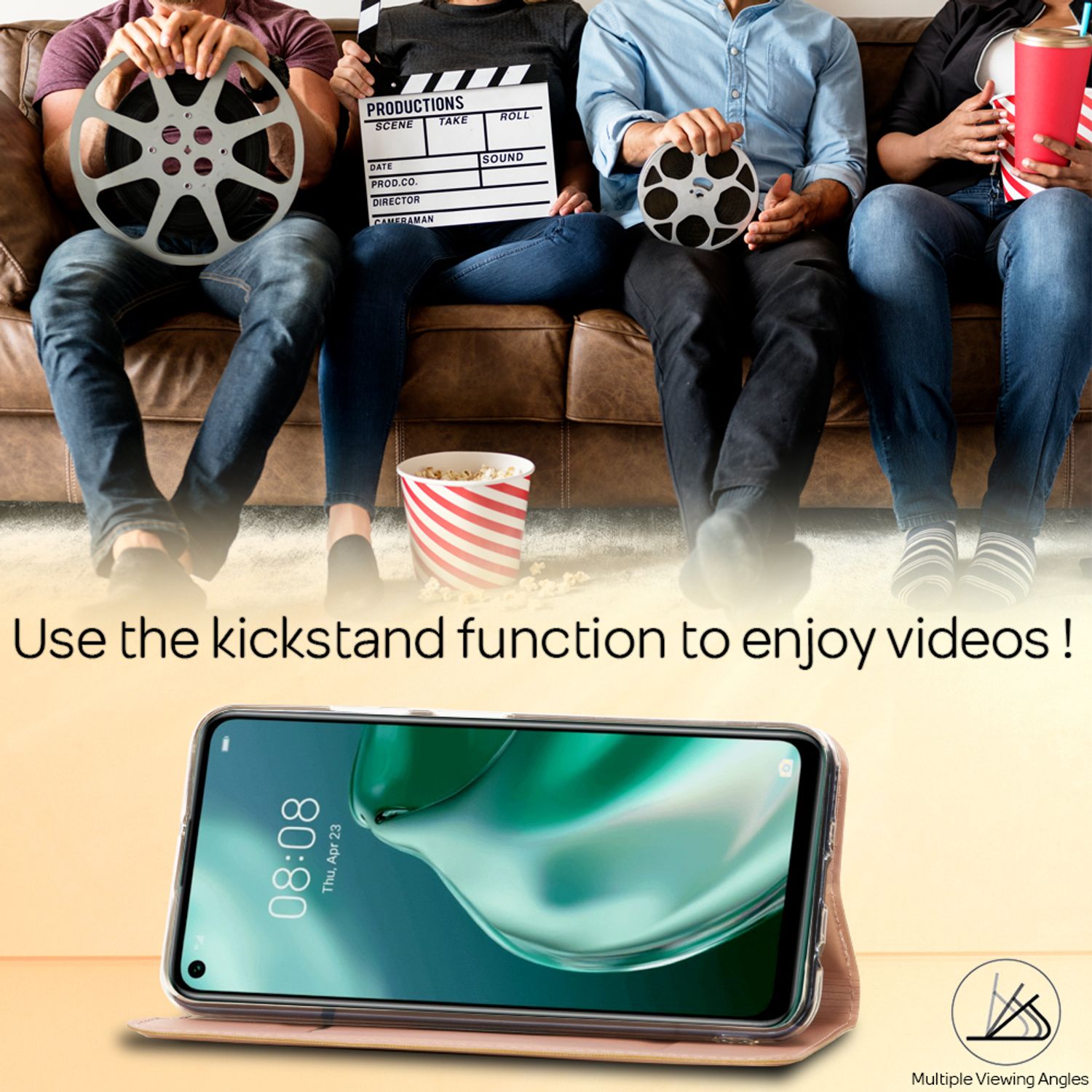 NALIA Klapp Hülle für Huawei P40 lite, Flip Case Kunstleder Cover Bumper Etui Schwarz NALIA