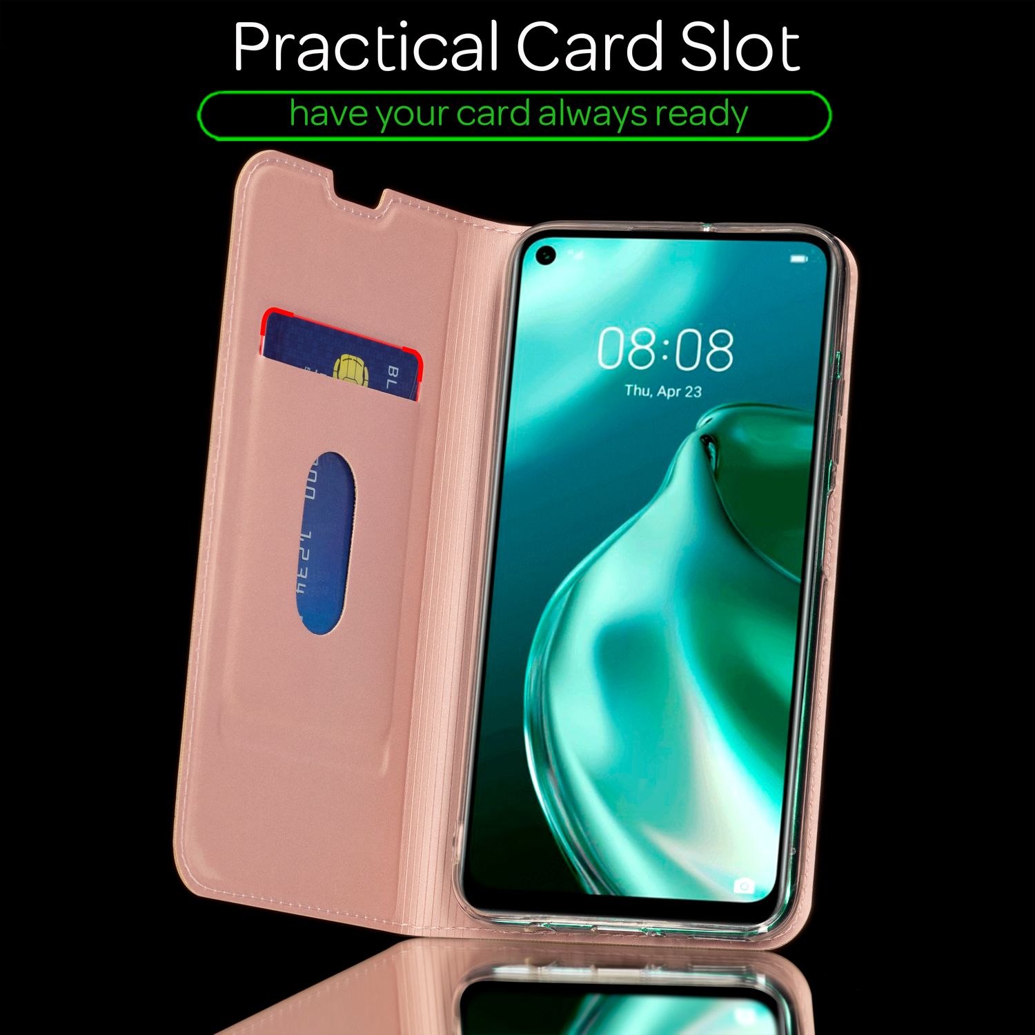 NALIA Klapp Hülle für Huawei P40 lite, Flip Case Kunstleder Cover Bumper Etui Schwarz NALIA