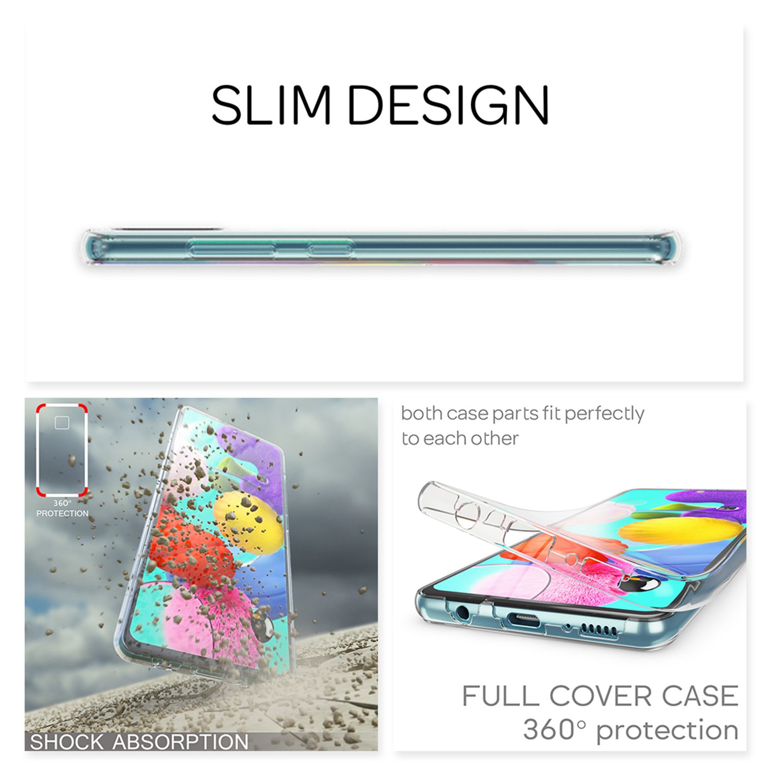 NALIA 360° Handy Hülle für Samsung Galaxy A51, Full Cover Case Schutz Etui Slim Default Title NALIA