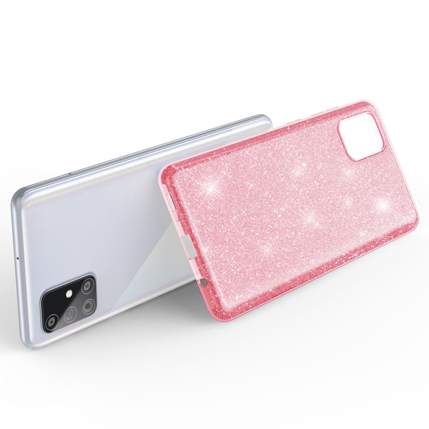 NALIA Glitzer Handy Hülle für Samsung Galaxy A51, Bling Silikon Cover Case Etui Pink NALIA Protective Hülle
