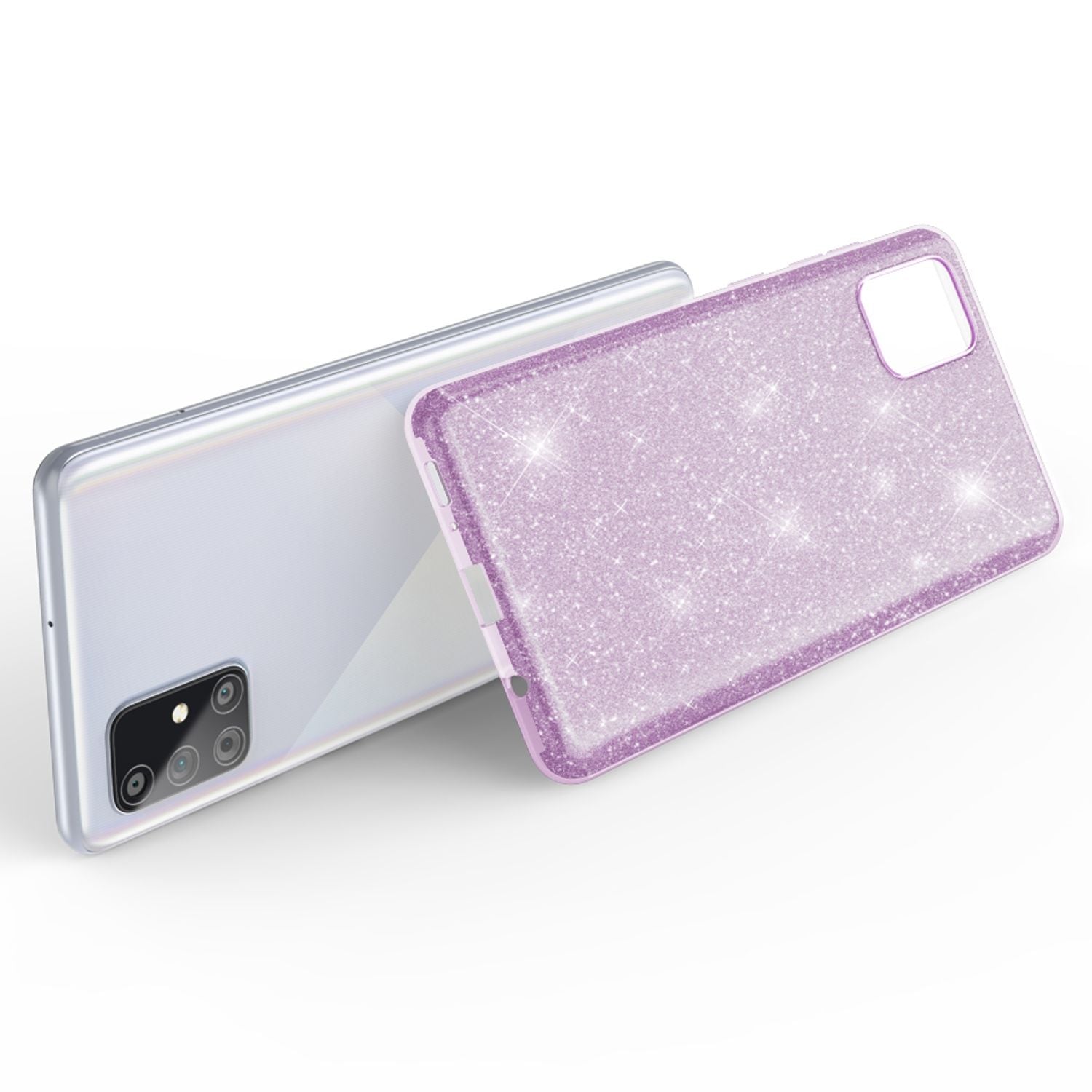 NALIA Glitzer Handy Hülle für Samsung Galaxy A51, Bling Silikon Cover Case Etui Lila NALIA Protective Hülle