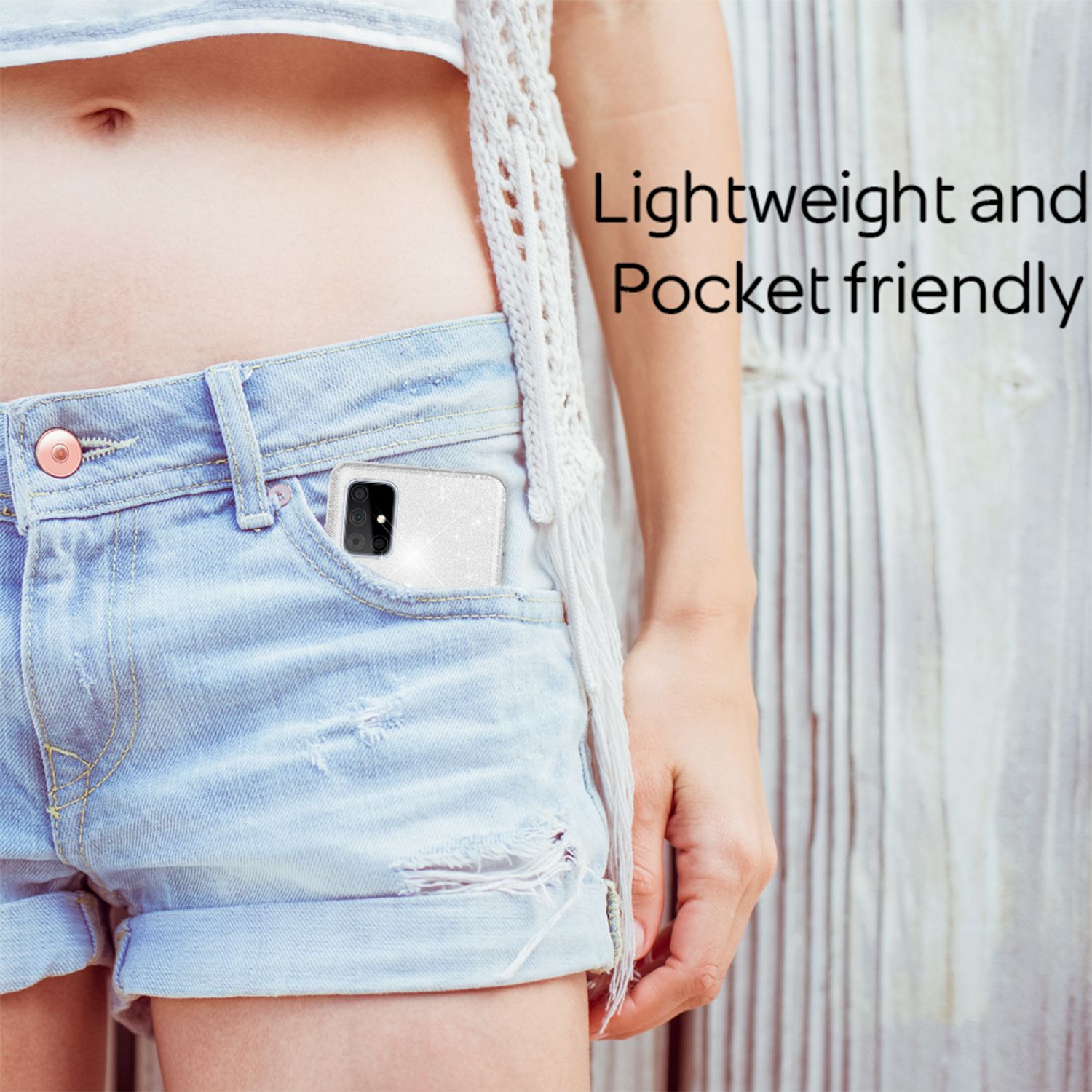 NALIA Glitzer Handyhülle für Samsung Galaxy A71, Bling Case Handy Schutz Strass Cover Blau NALIA Protective Hülle