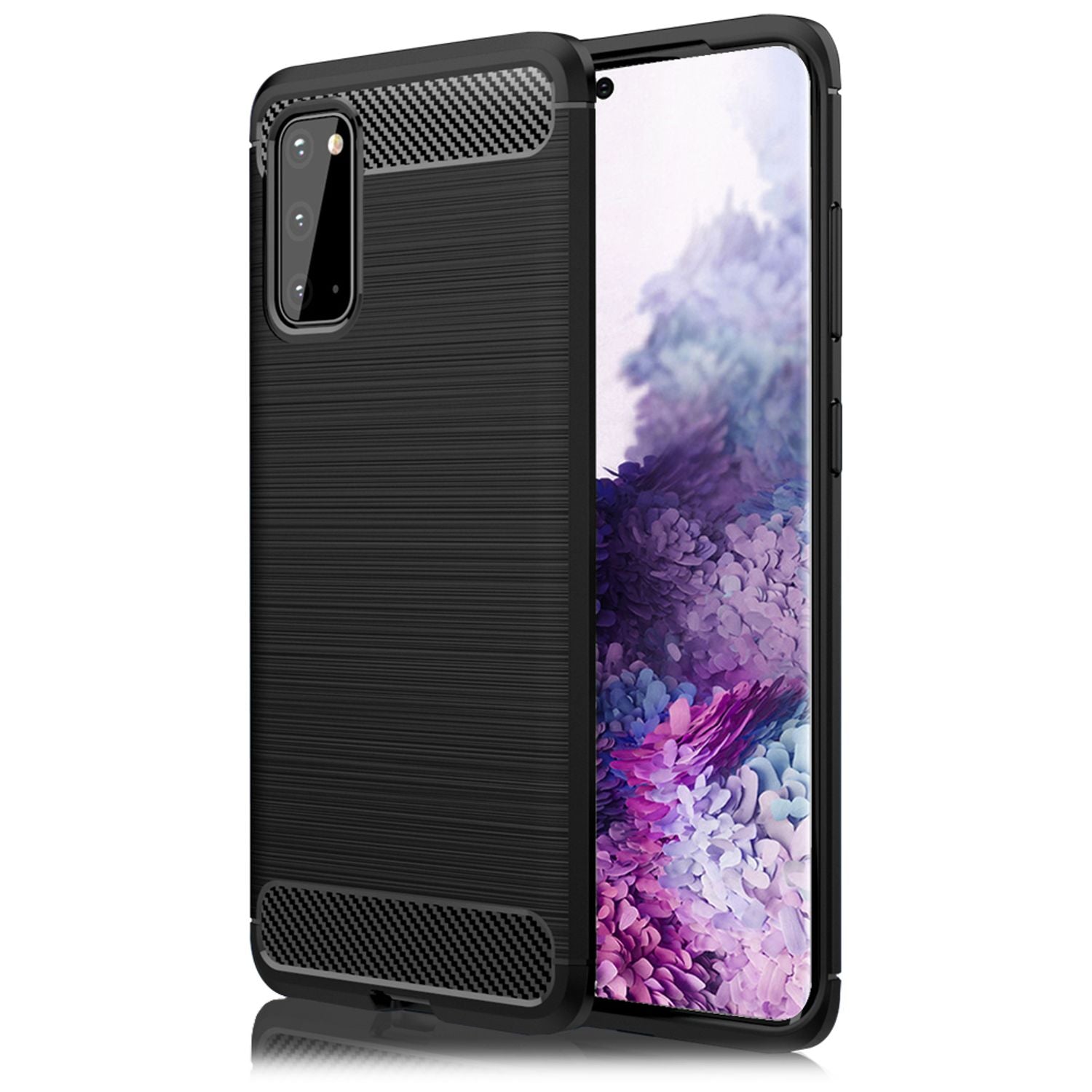NALIA Carbon Look Handy Hülle für Samsung Galaxy S20, Stoßfestes Silikon Cover Default Title NALIA Protective Hülle