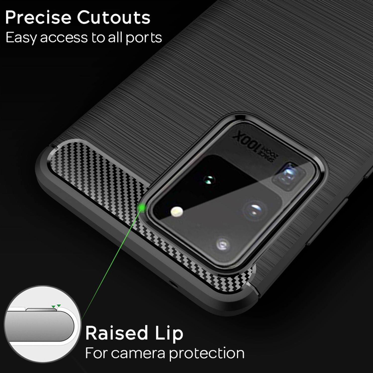 NALIA Carbon Look Handy Hülle für Samsung Galaxy S20 Ultra, Silikon Cover Case Default Title NALIA Protective Hülle