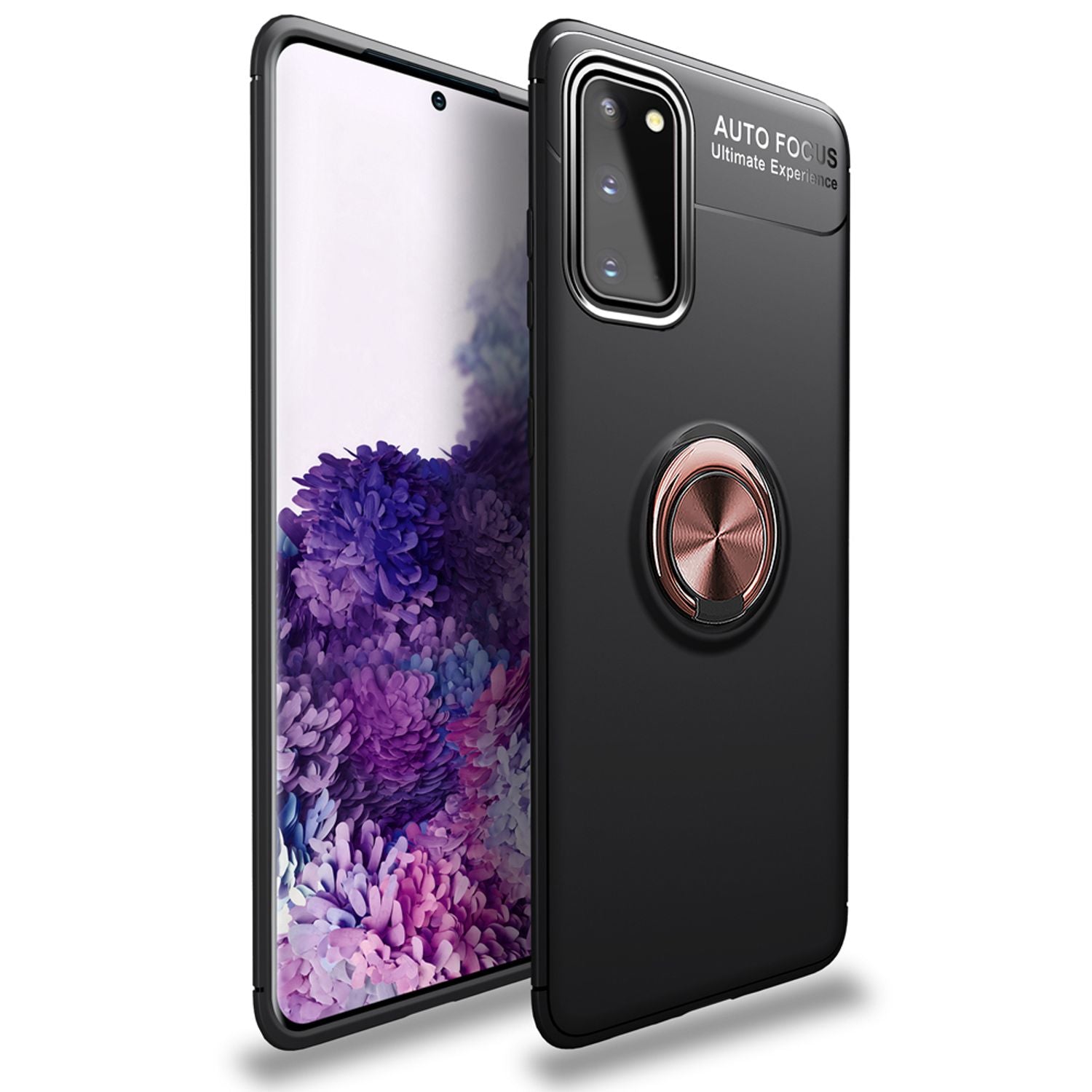 NALIA Ring Handy Hülle für Samsung Galaxy S20, Silikon Cover Case Finger Halter Rose Gold NALIA Protective Hülle