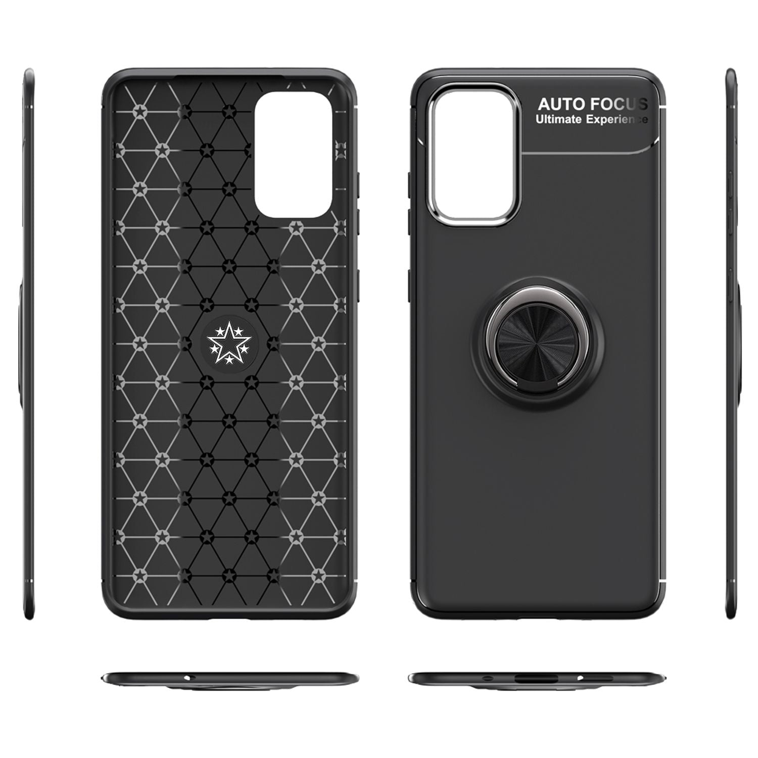 NALIA Ring Handy Hülle für Samsung Galaxy S20 Plus, Silikon Cover Case Halter Schwarz NALIA Protective Hülle