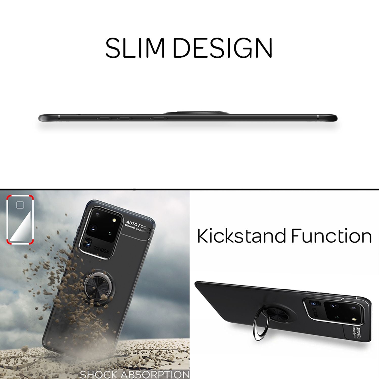 NALIA Ring Handy Hülle für Samsung Galaxy S20 Ultra, Silikon Cover Case Halter