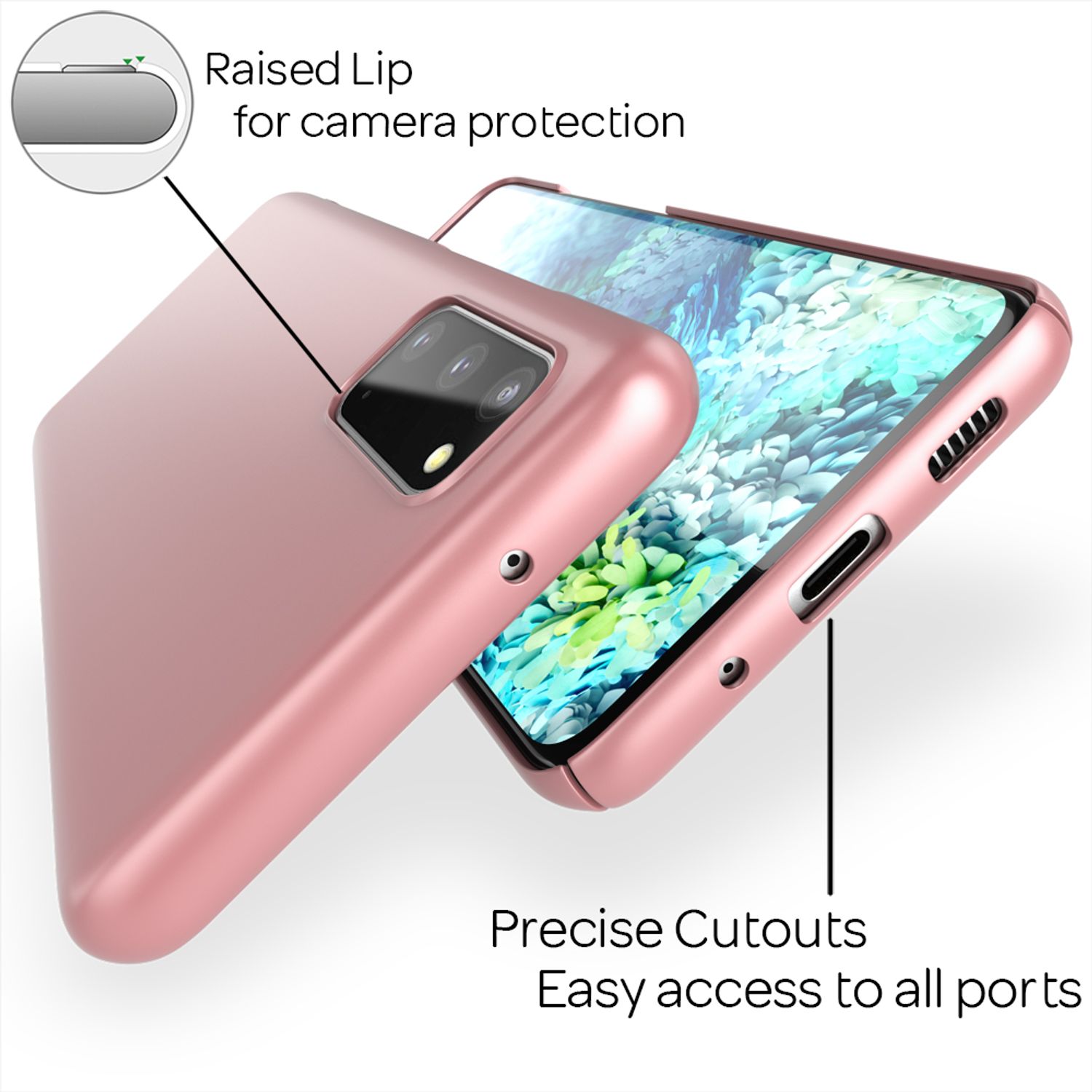 NALIA Hard Case für Samsung Galaxy S20, Dünne Handy Hülle Cover Bumper Tasche Rose Gold NALIA SlimFit Hülle