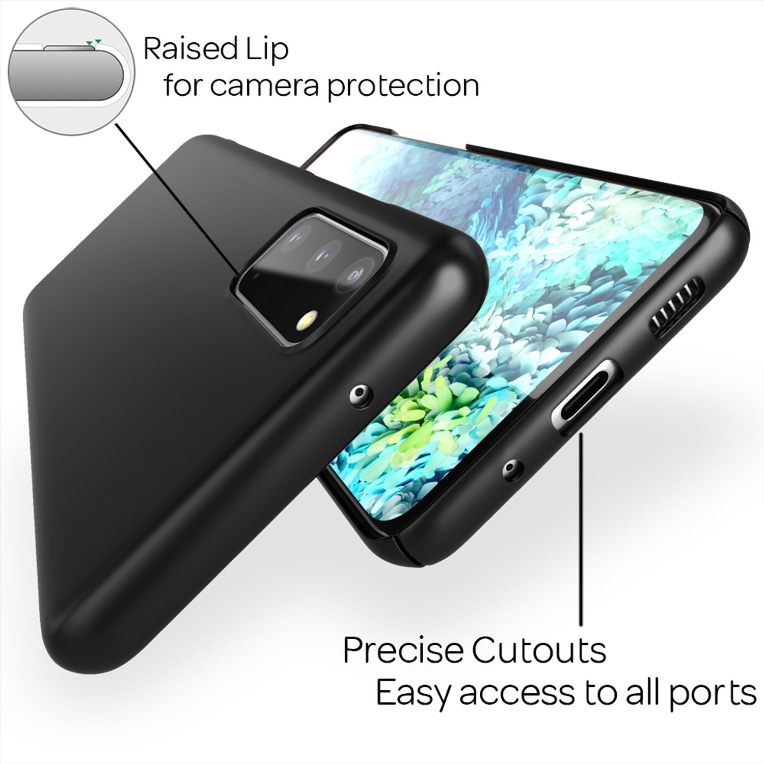 NALIA Hard Case für Samsung Galaxy S20, Dünne Handy Hülle Cover Bumper Tasche Schwarz NALIA SlimFit Hülle