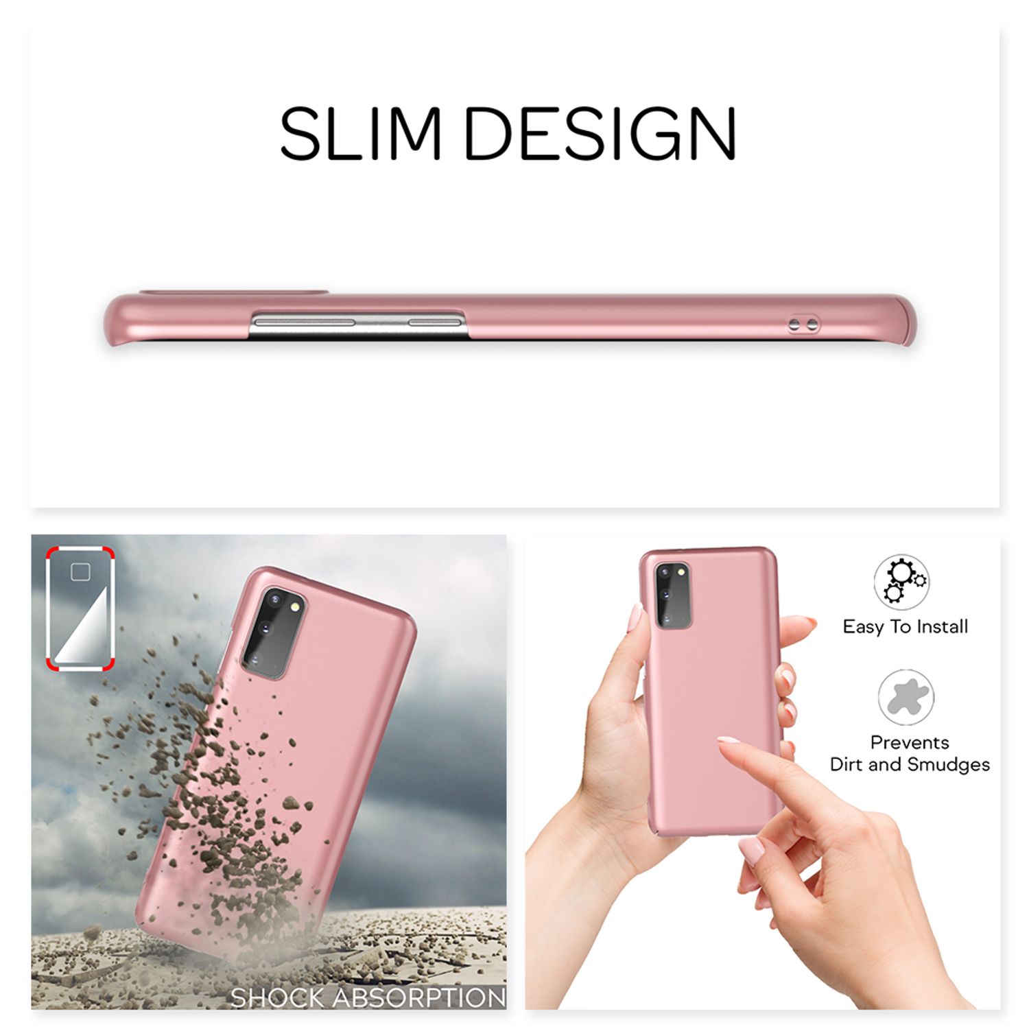 NALIA Hard Case für Samsung Galaxy S20, Dünne Handy Hülle Cover Bumper Tasche Rose Gold NALIA SlimFit Hülle
