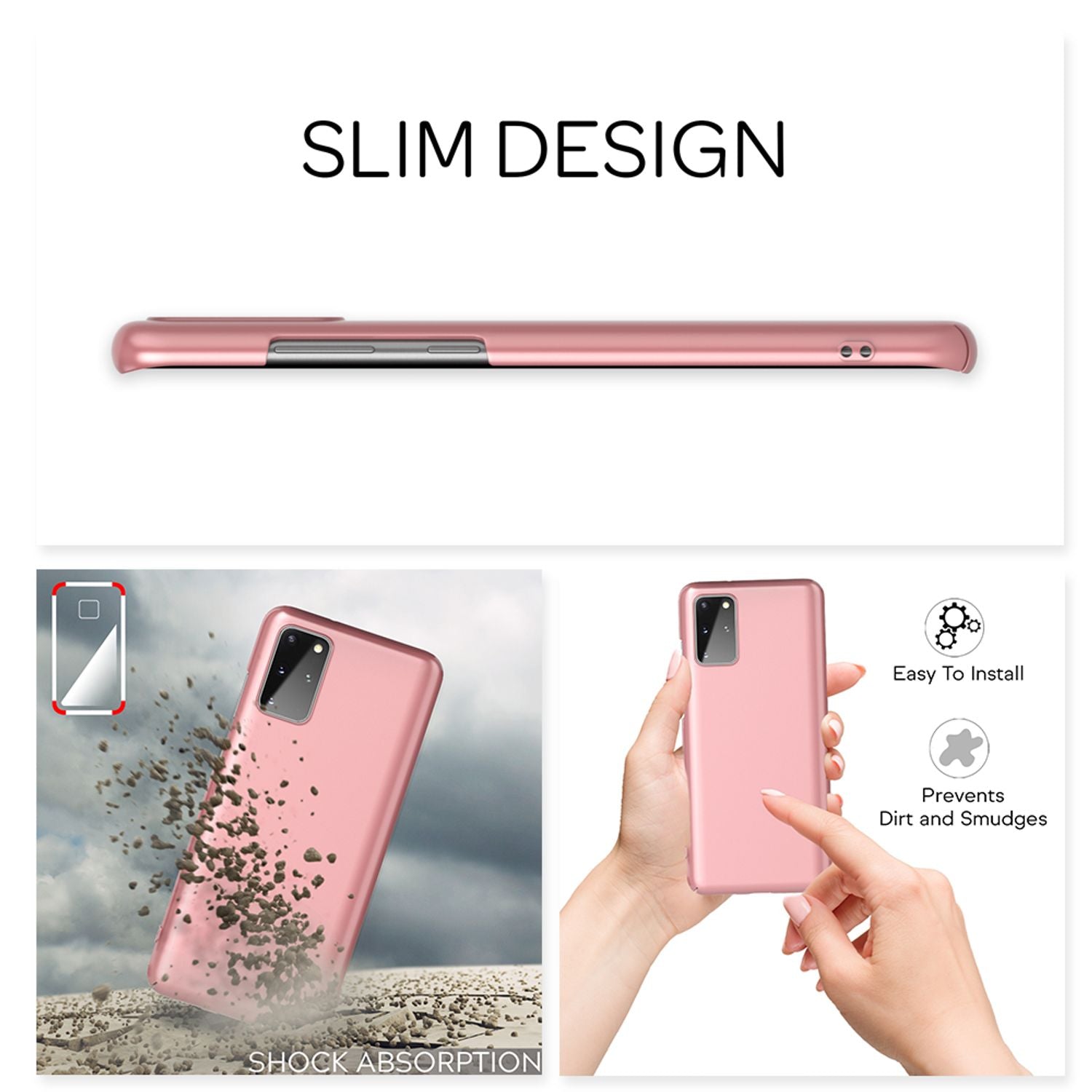 NALIA Hard Case für Samsung Galaxy S20 Plus, Dünne Handy Hülle Cover Bumper Etui Rose Gold NALIA SlimFit Hülle