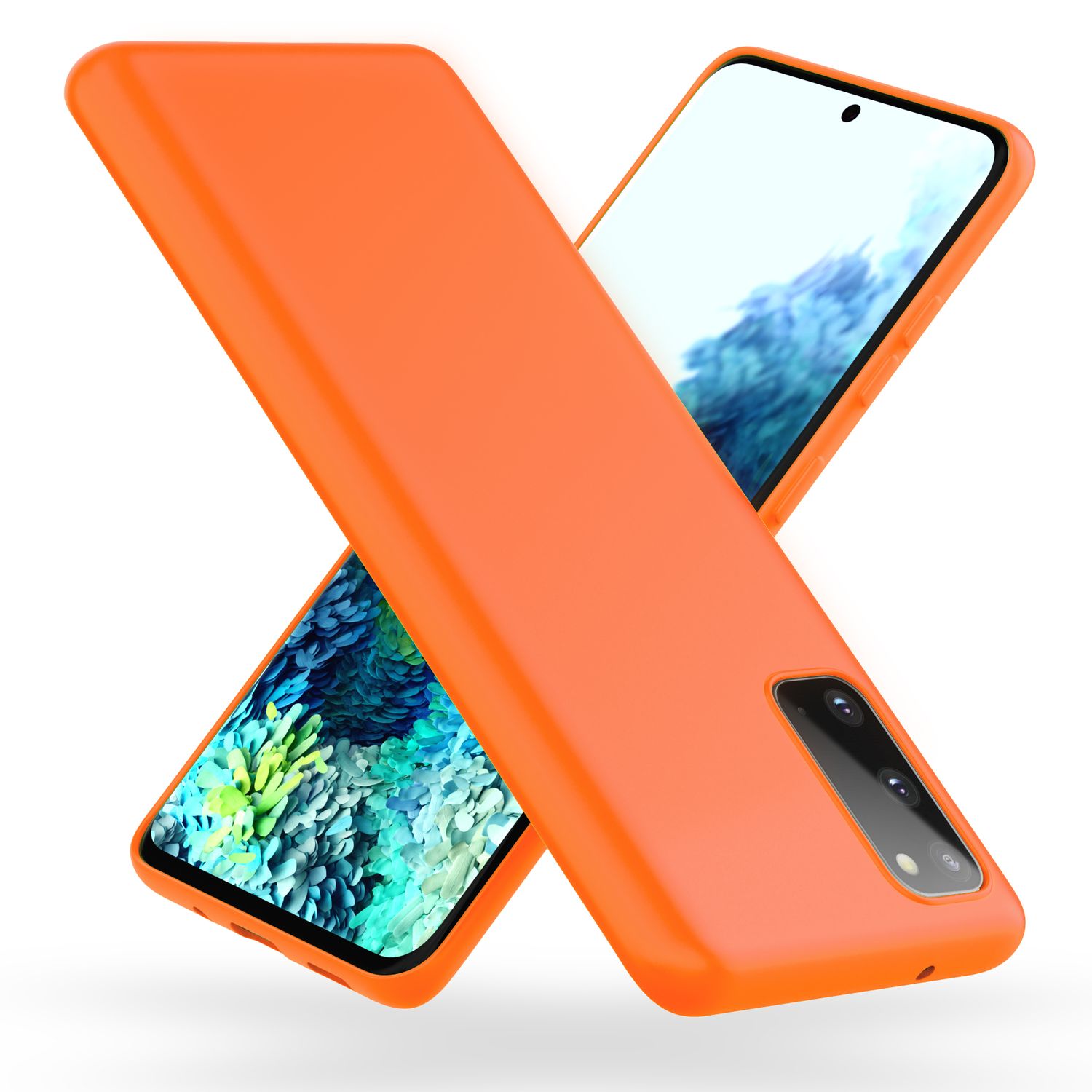 NALIA Neon Handy Hülle für Samsung Galaxy S20, Silikon Case Cover Bumper Etui Orange NALIA Protective Hülle