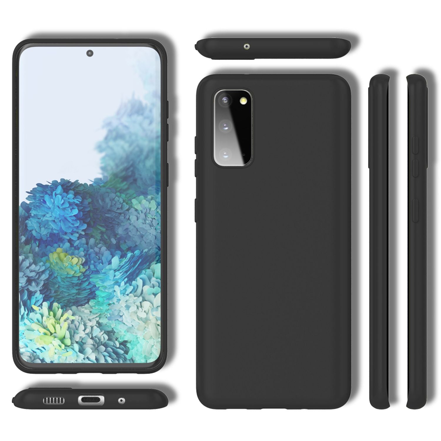 NALIA Neon Handy Hülle für Samsung Galaxy S20, Silikon Case Cover Bumper Etui Schwarz NALIA Protective Hülle
